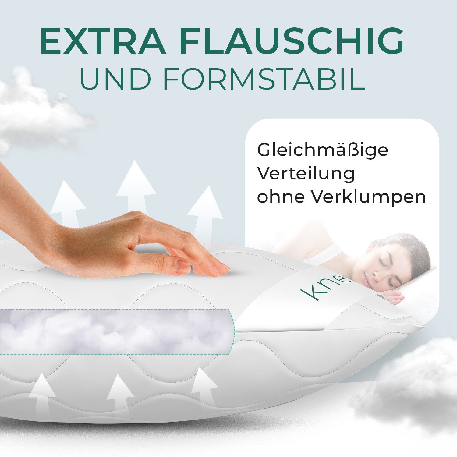 KNERST Kopfkissen Microfaser KomfortFlex Kopfkissen höhenverstellbar 80x80 günstig online kaufen