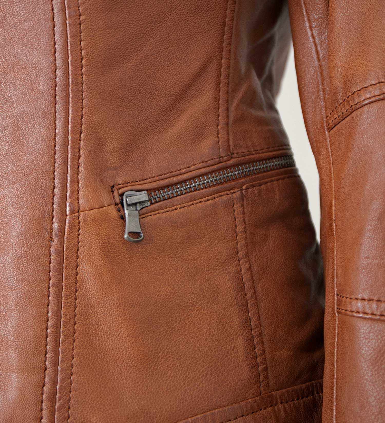 7eleven Lederjacke Modena 7eleven - Damen Lederjacke Lammnappa tobacco