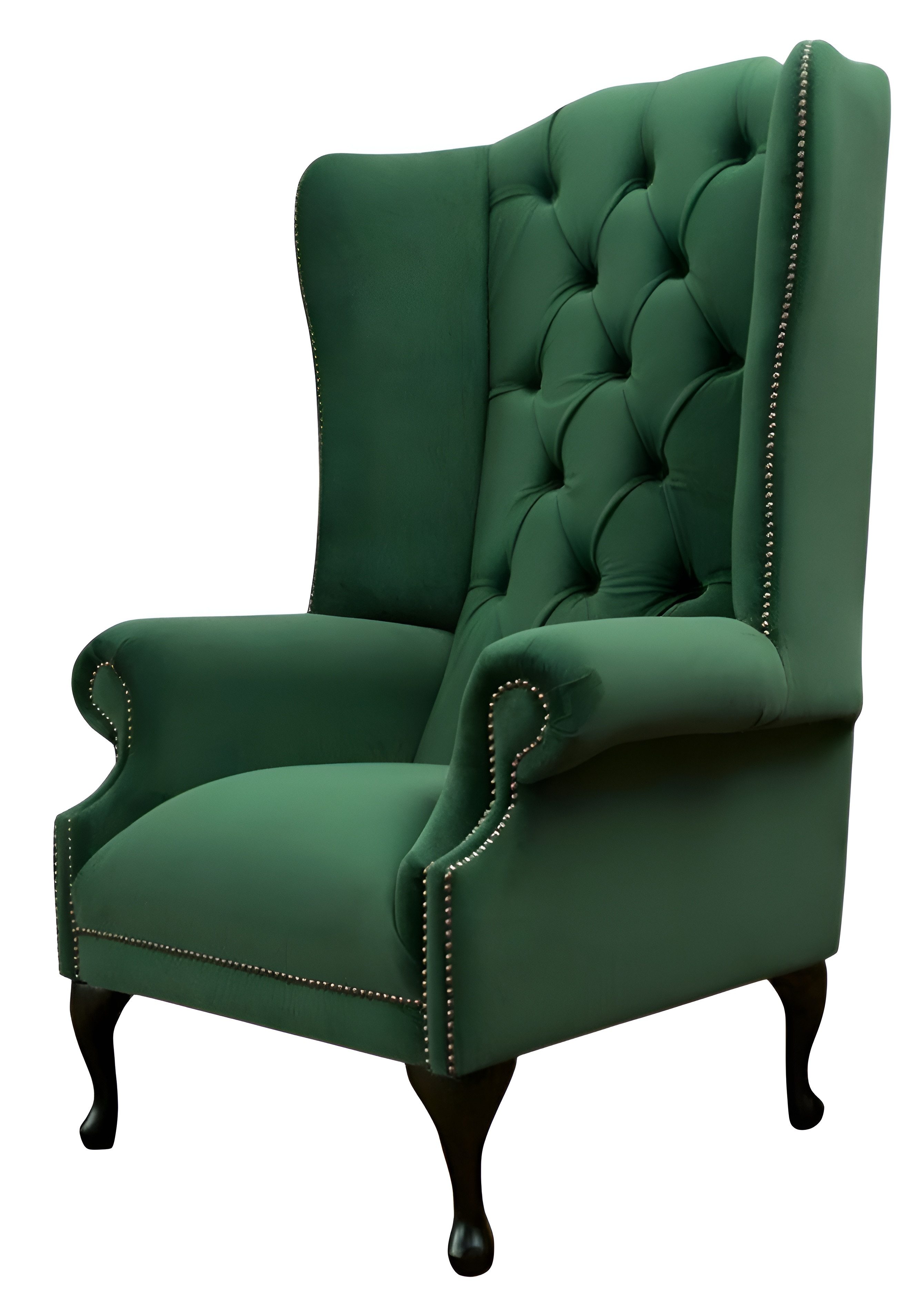 JVmoebel Ohrensessel Eleganter Chesterfield-Sessel aus Samtvelours in Grün, Made in Europa