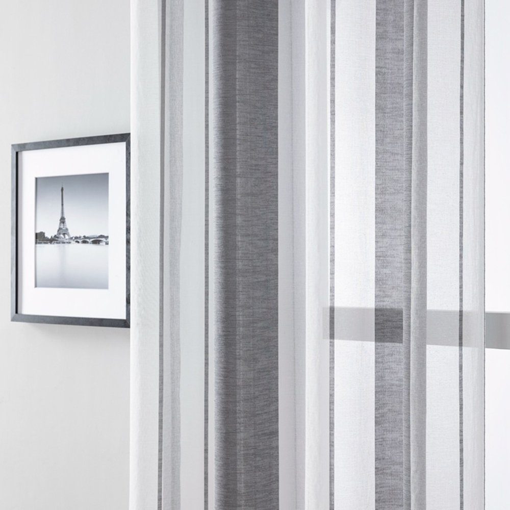 Ösen Vorhänge, mit Grau GelldG Vorhang Gardinen Weiß Polyester, Transparent,