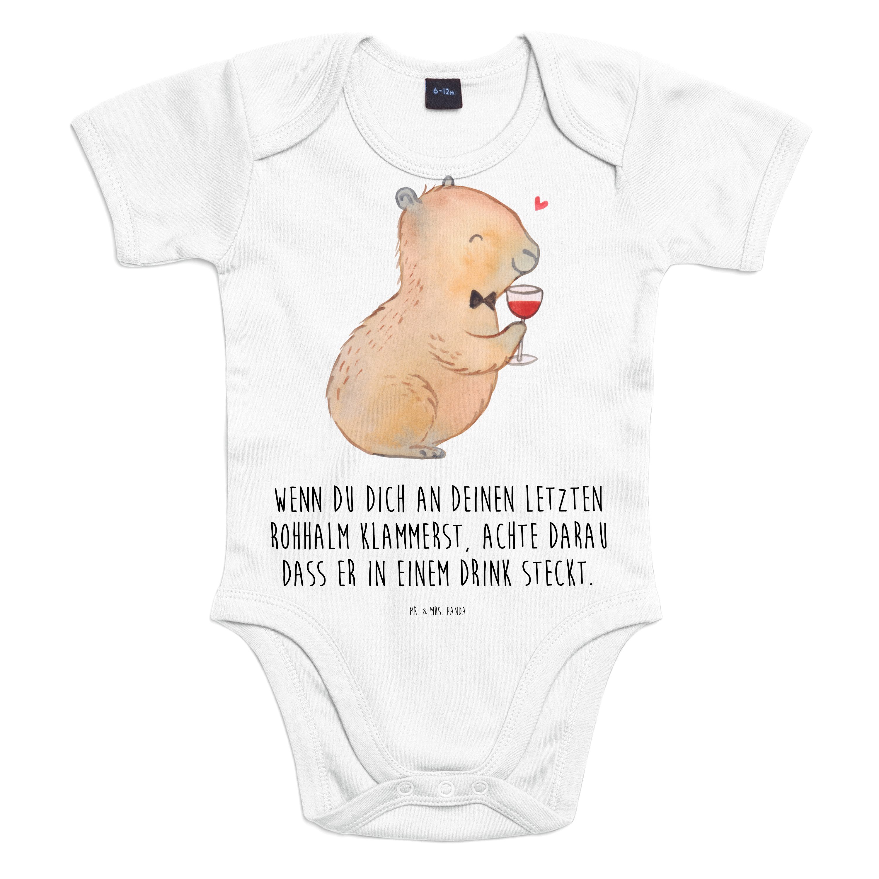 Mr. & Mrs. Panda (1-tlg) Strampler Baby-Romper, Wein - Monat - Transparent Capybara - 6. 3. Geschenk, Ba