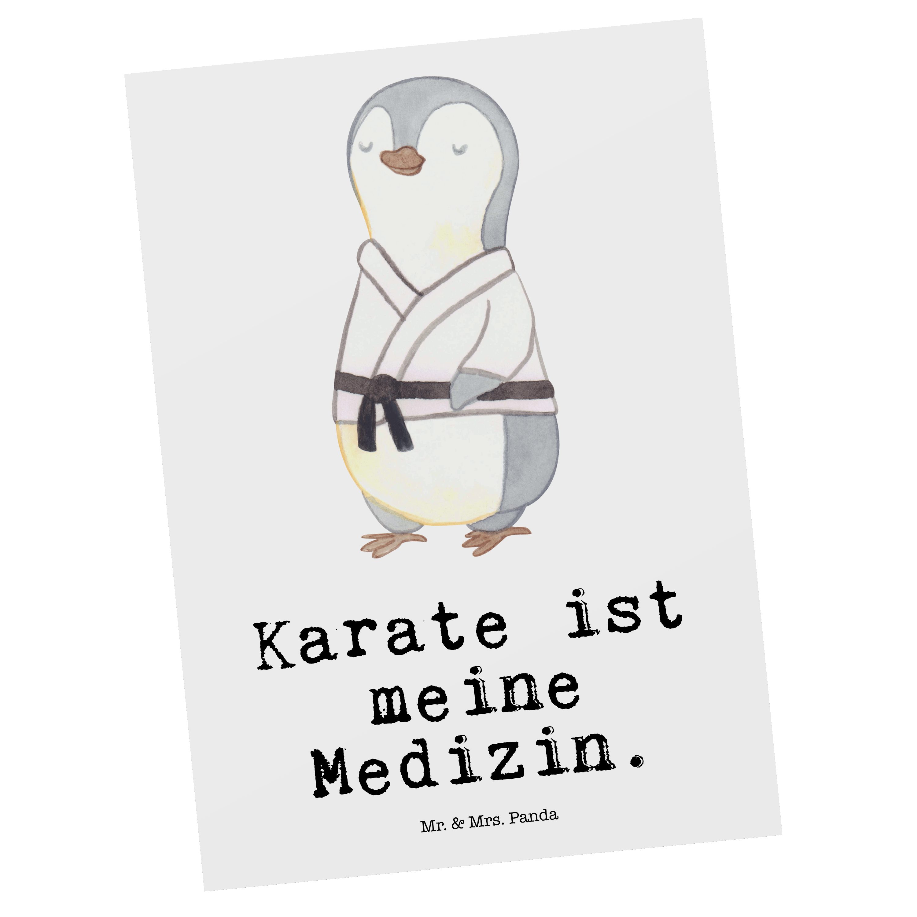 & Mr. Postkarte Medizin Einladungska - Mrs. Ansichtskarte, Geschenk, - Pinguin Karate Panda Weiß