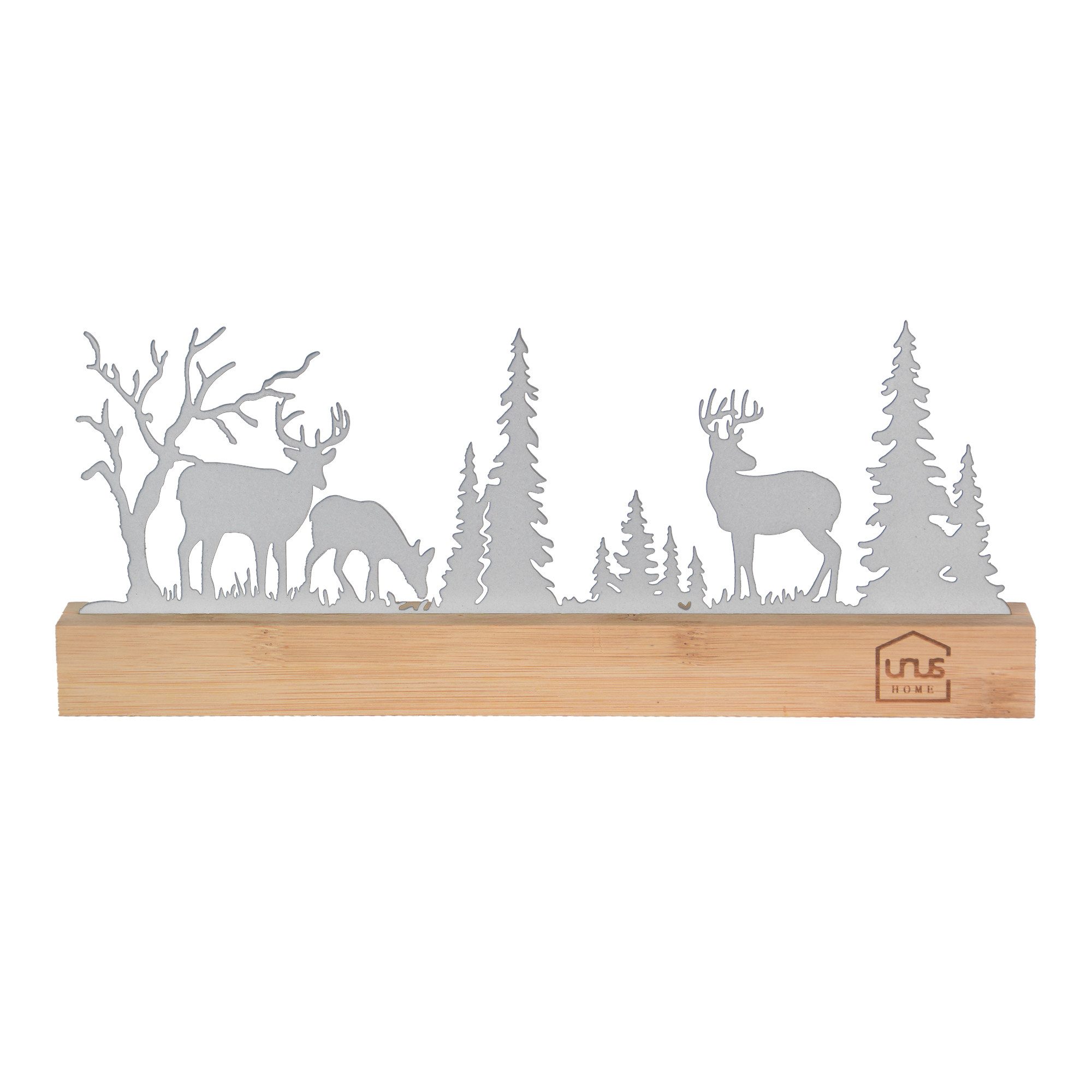 UNUS HOME Dekofigur Aufsteller Wald Silhouette 3 Hirsche (Weiß), Wald-Silho günstig online kaufen