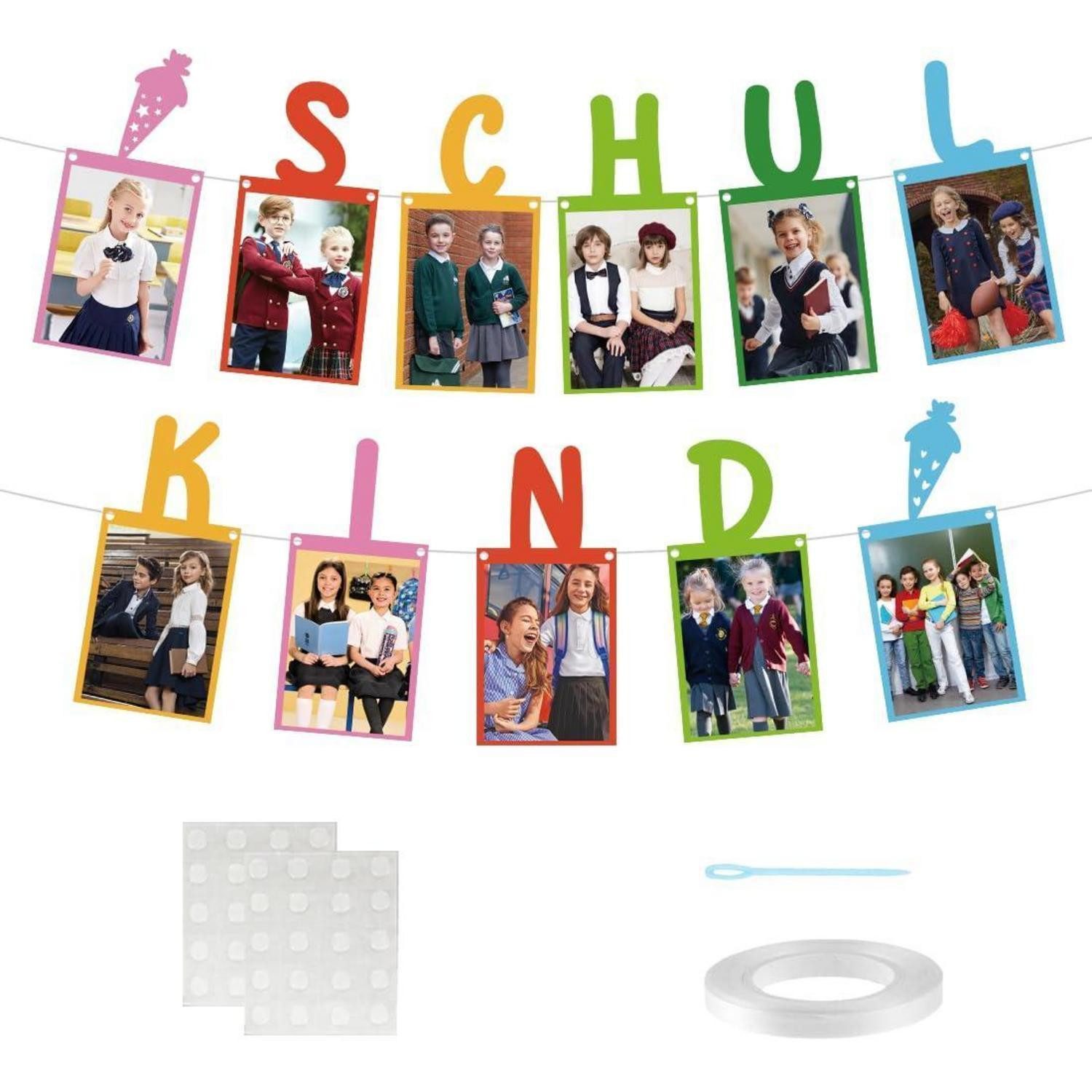 LuxusKollektion Girlande Fotogirlande Schuleinführung Deko Bunt