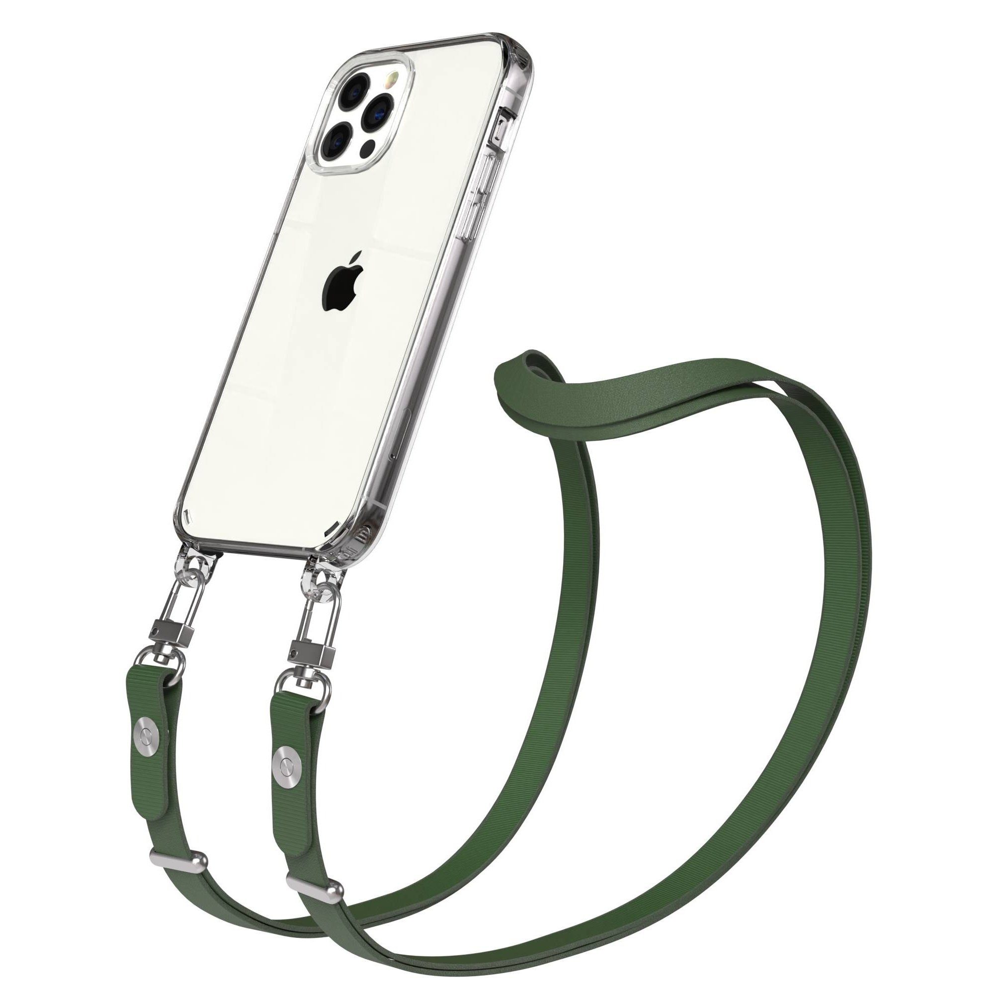EAZY CASE Handykette für Apple iPhone 12 / 12 Pro Handyhülle mit Handyband magnetisch, Handykette in Dunkelgrün mit Magnetband und Länge bis 1,90 m