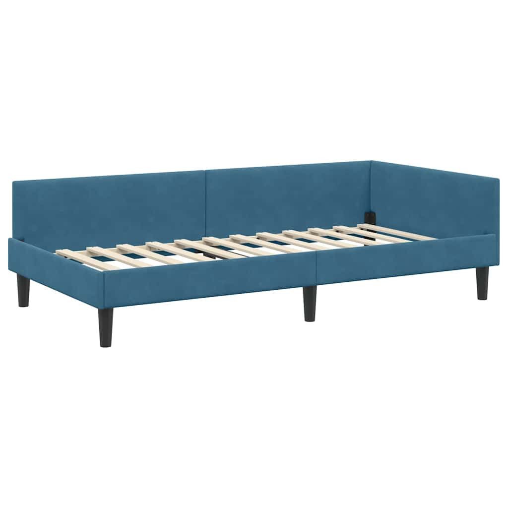 vidaXL Bett Eckbettgestell mit Kopfteil Blau 80 cm x 200 cm Stoff (1-tlg) günstig online kaufen