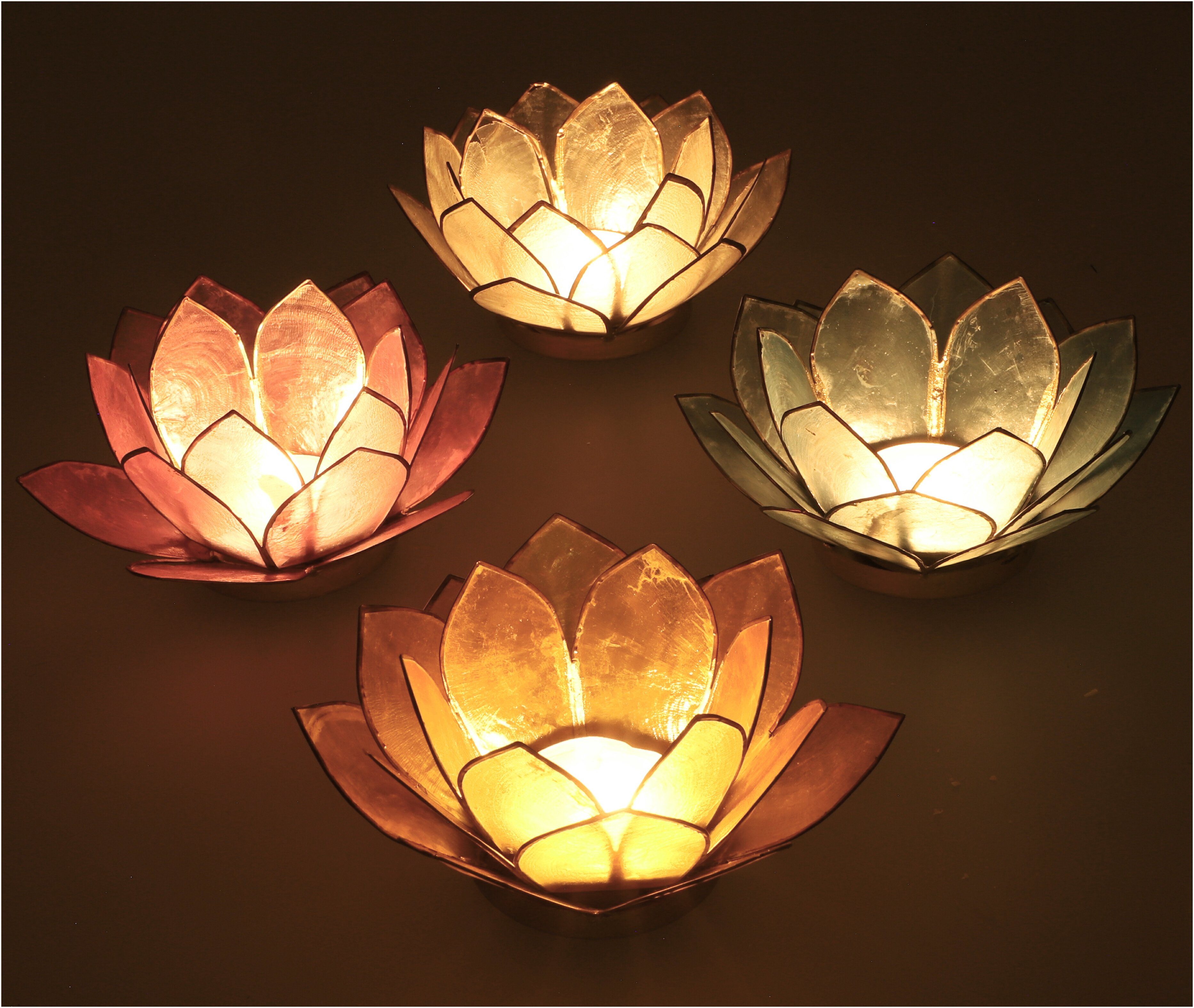 Teelicht - dunkel-lila 11*4 Guru-Shop Muschel Windlicht cm Lotus