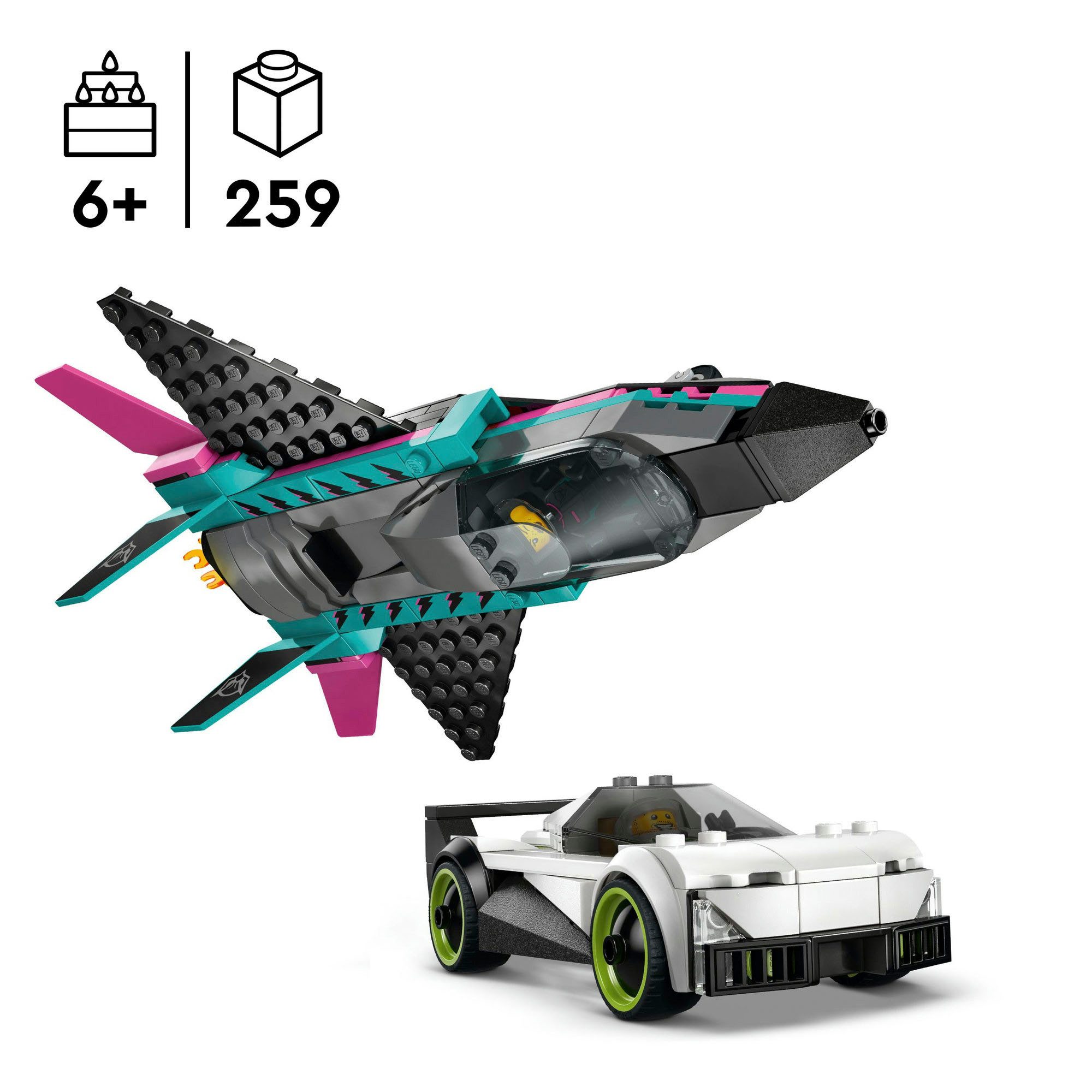 LEGO® Düsenflieger vs. Rennauto (60489), LEGO City Konstruktionsspielsteine, (259 St), Made in Europe – Bild 3 von 5
