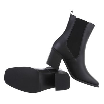 Ital-Design Damen Chelsea Western Stiefelette Blockabsatz Chelsea Boots in Schwarz