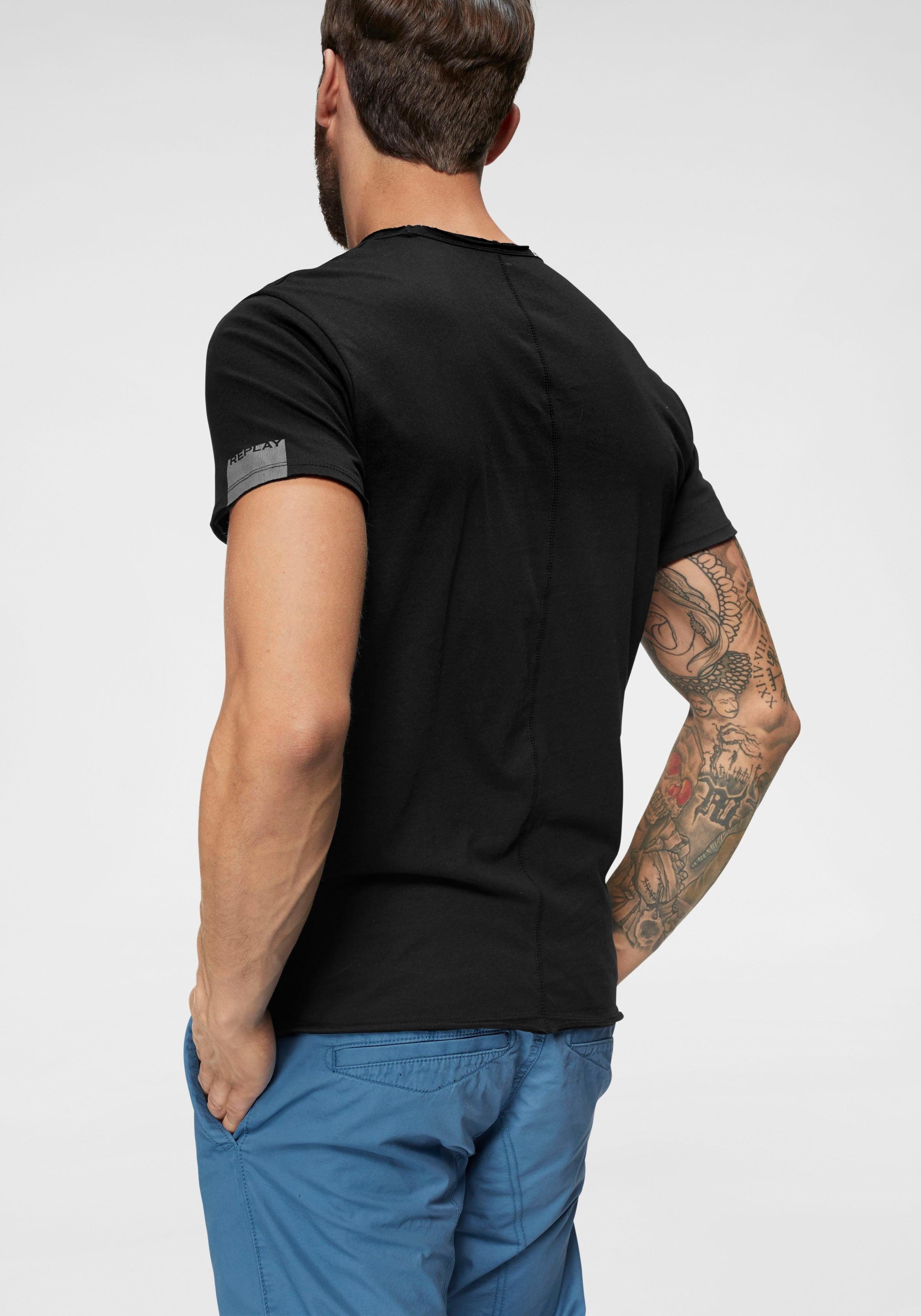 T-Shirt offenen Replay Kanten schwarz
