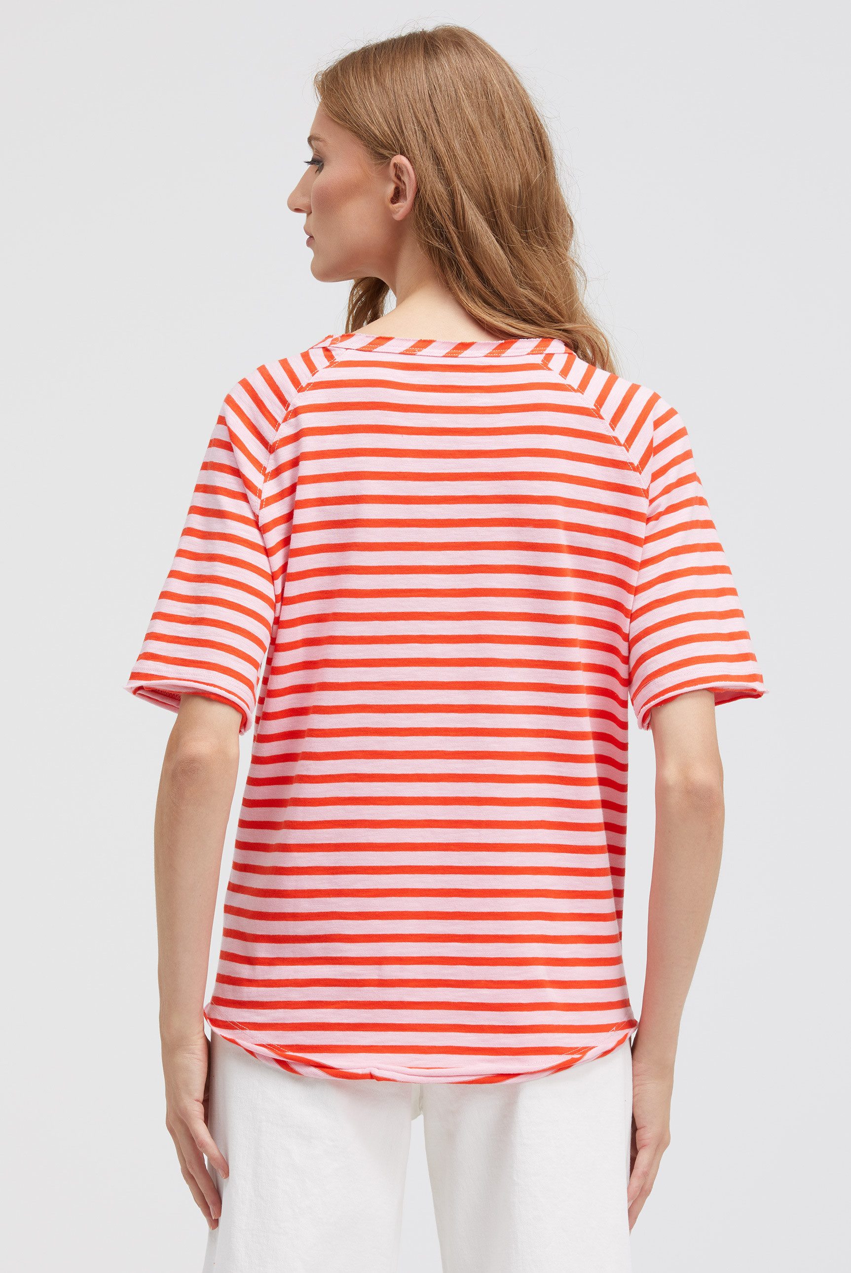 Smith & Soul Rundhalsshirt mit offener Kante am Ausschnitt