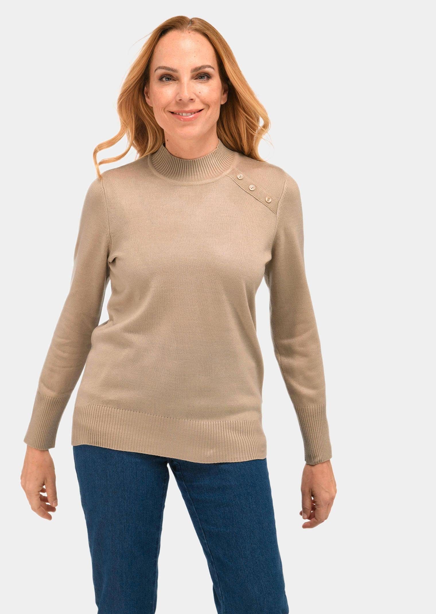 GOLDNER Strickpullover Pflegeleichter Pullover mit Stehbundkragen