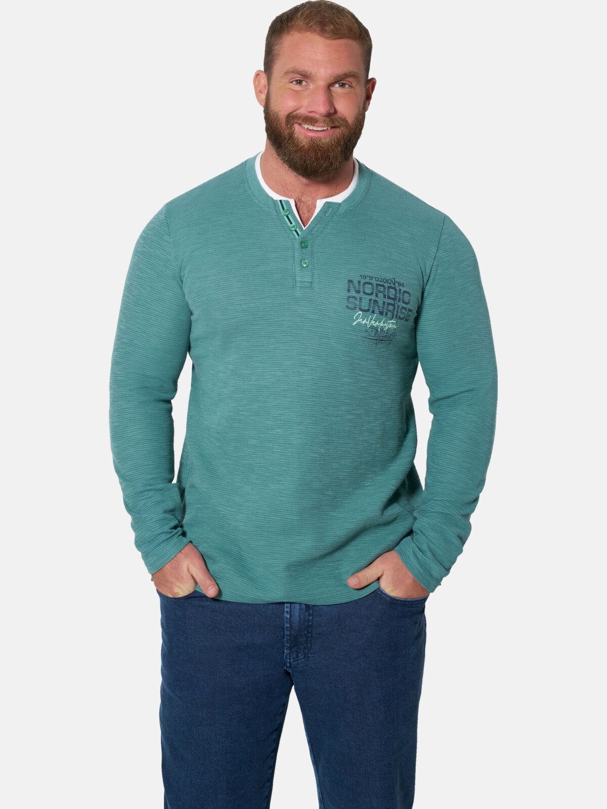 Jan Vanderstorm Sweatshirt AKKA mit moderner Knopfleiste