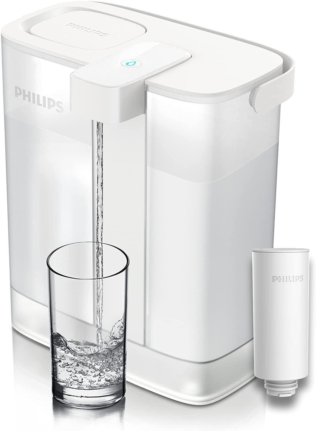 Philips Kalk- und Wasserfilter Filterkartusche für Sofort-Wasserfilter, 3 l Fassungsvermögen, 1 l/min schneller Durchfluss, wiederaufladbar