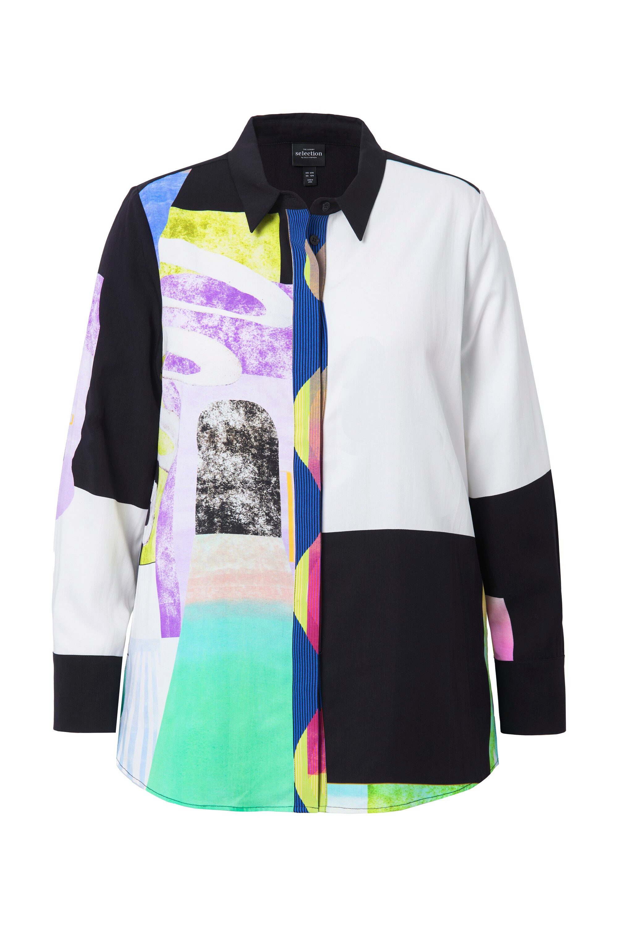 Ulla Popken Hemdbluse Lyocell-Bluse Patchdesign Hemdkragen günstig online kaufen