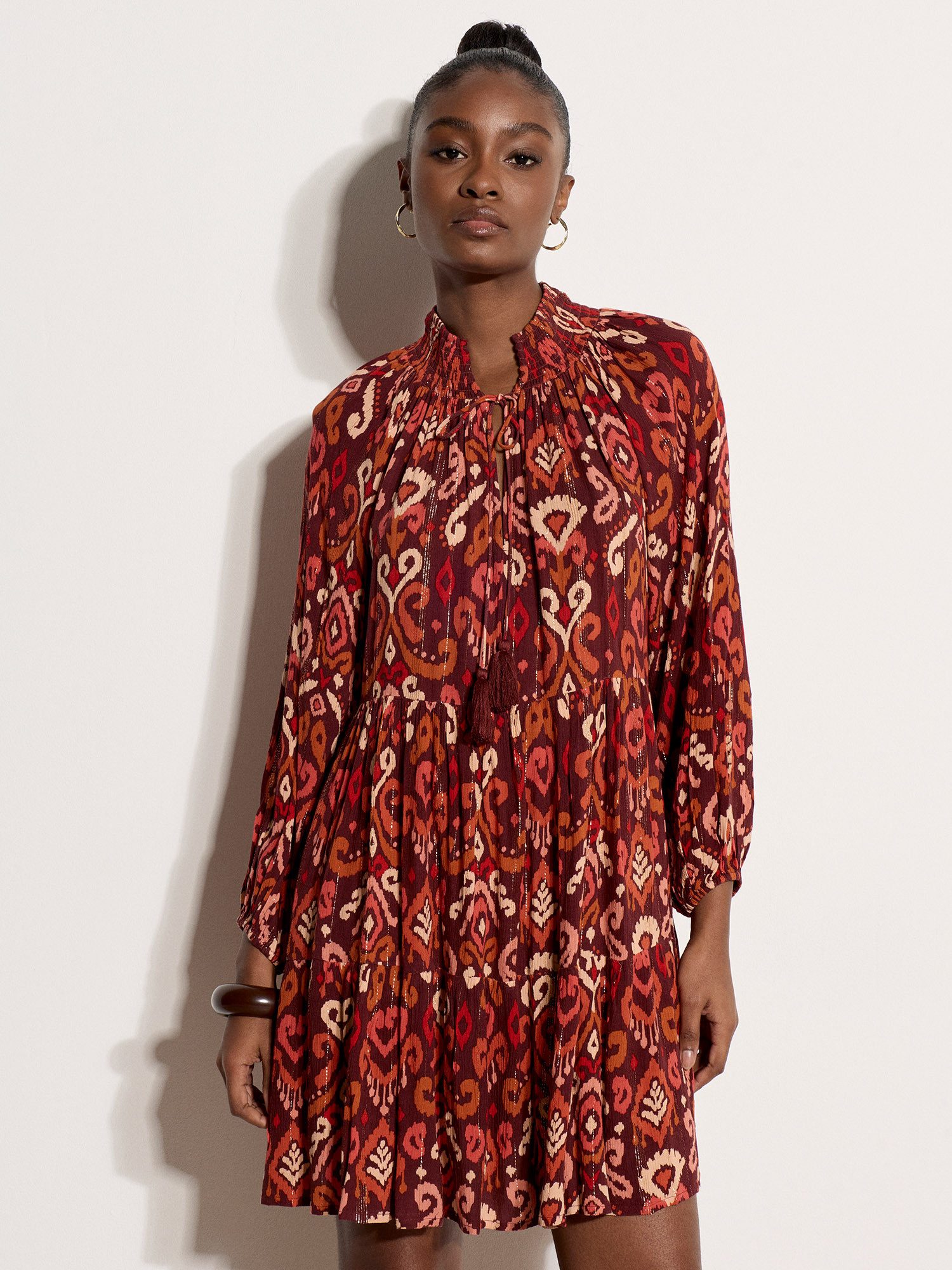 Midikleid Shimmer Ikat Babydoll Mini-Kleid