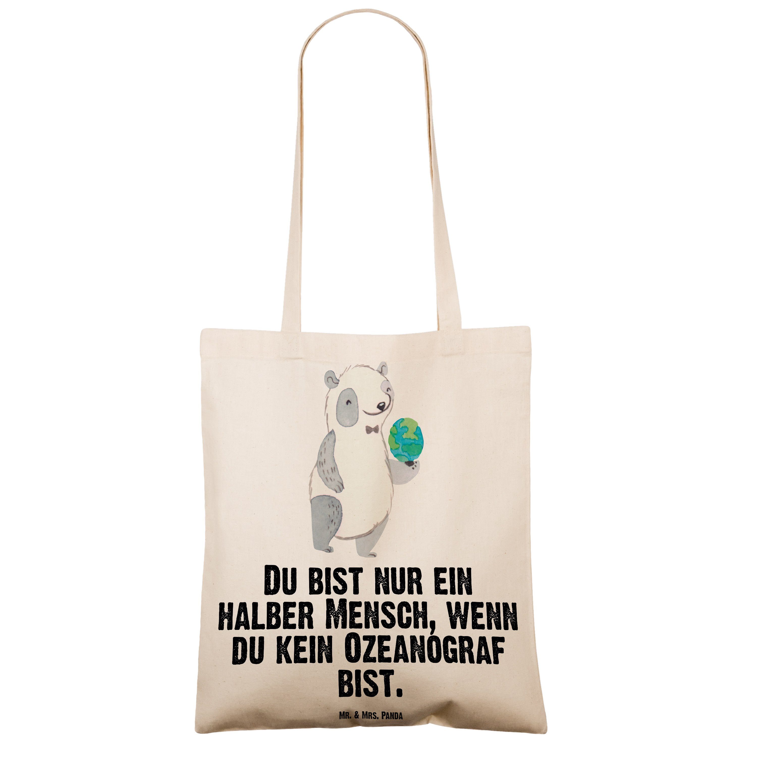 mit - Transparent Panda Mr. Ozeanograf Tragetasche - Herz & Geschenk, Mrs. Stoffbeutel, Meeresbiol (1-tlg)