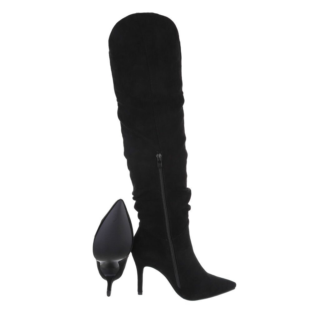 Party Clubwear Overkneestiefel Pfennig-/Stilettoabsatz in & Stiefel High-Heel Schwarz Ital-Design Damen