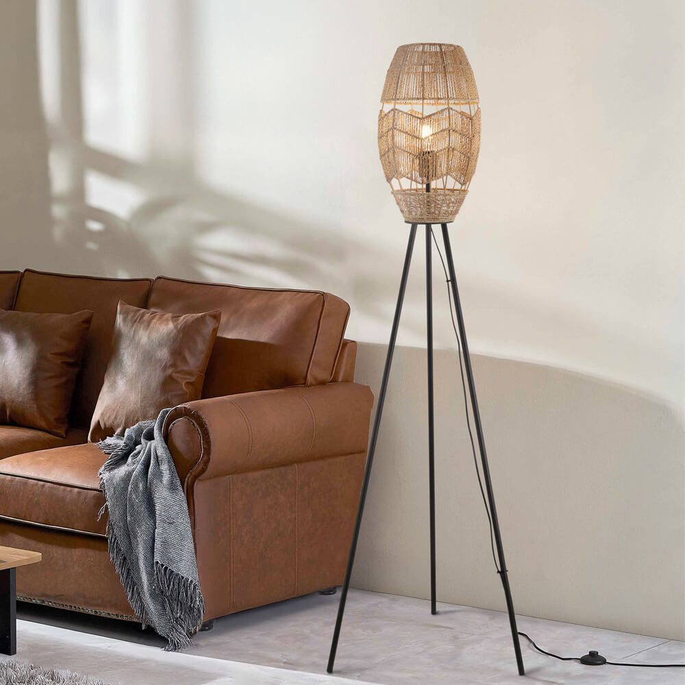 HOME DELUXE Stehlampe KIKO, Lampenschirm aus geflochtener Jute, Stehleuchte günstig online kaufen