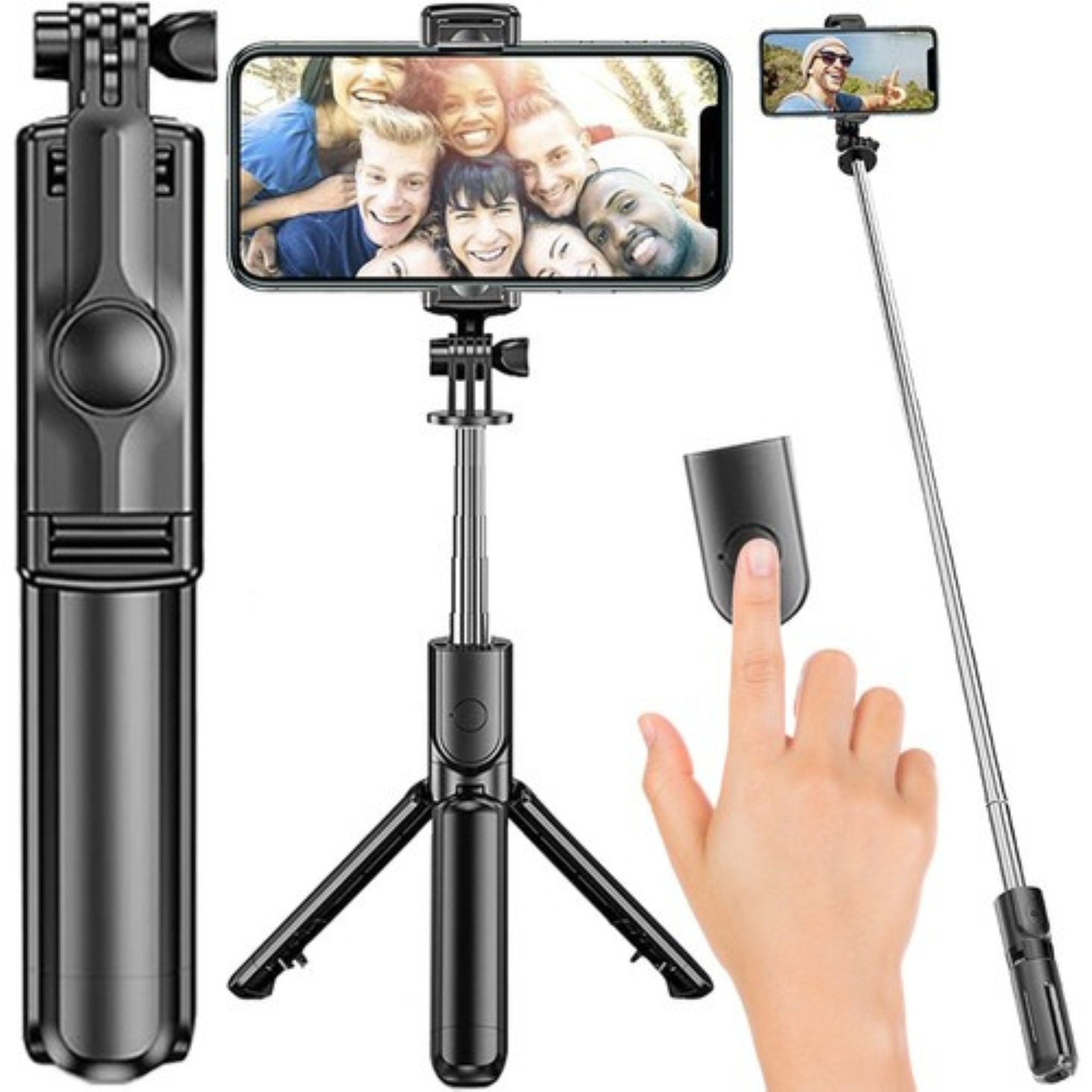IZOXIS Selfie-Stick Selfie-Stick & Stativ 2-in-1 mit Bluetooth-Fernbedienung Smartphones, 2-in-1 Selfie-Stick & Stativ mit Bluetooth-Fernbedienung