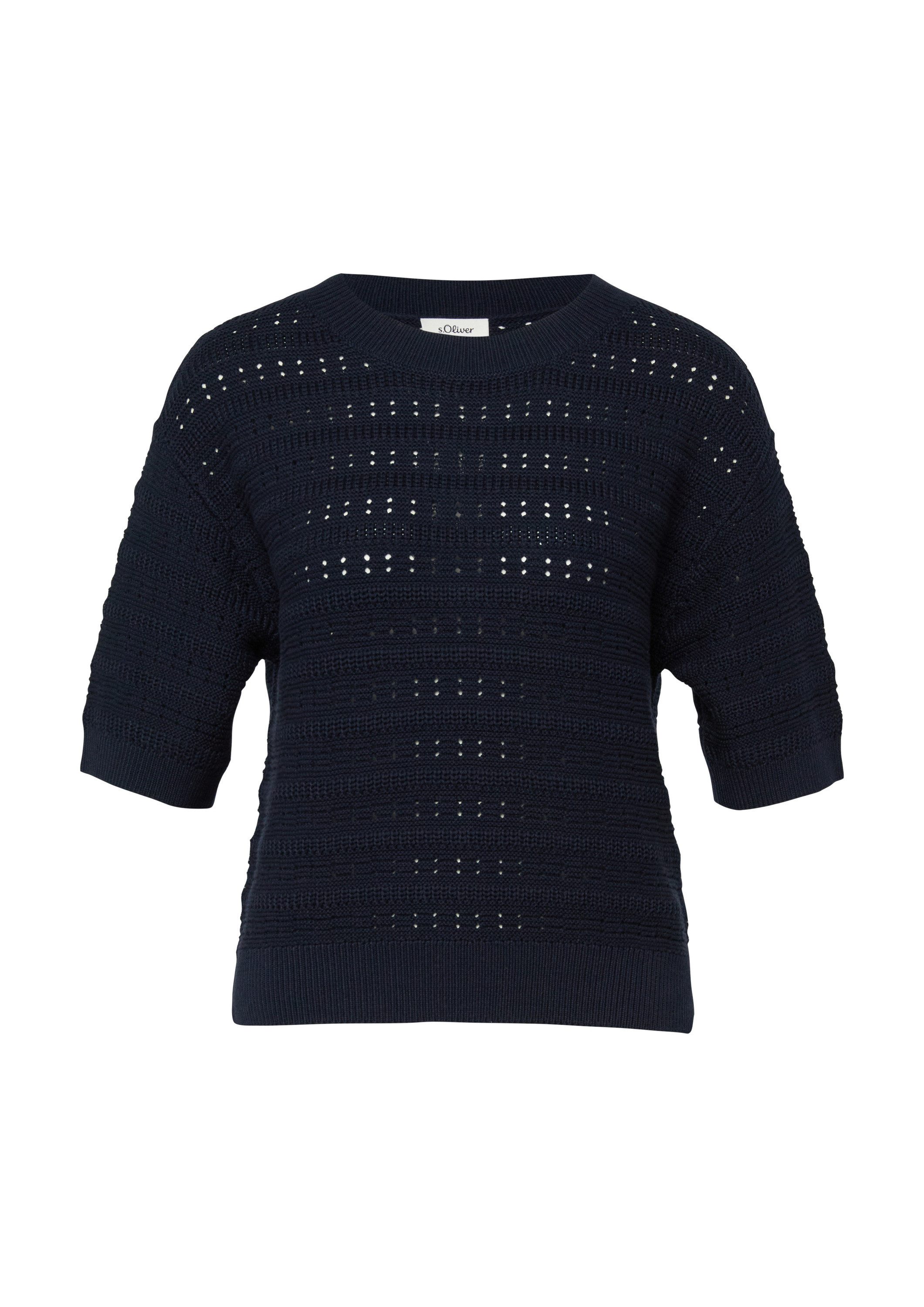 s.Oliver Kurzarmpullover Strickpullover Ajour-Pullover mit Halbarm günstig online kaufen