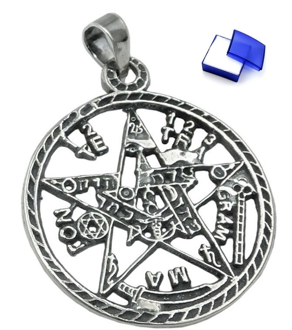 unbespielt Kettenanhänger Anhänger 21 mm Pentagramm Amulett antik geschwärzt 925 Silber inkl. kl. Schmuckbox, Silberschmuck für Damen und Herren