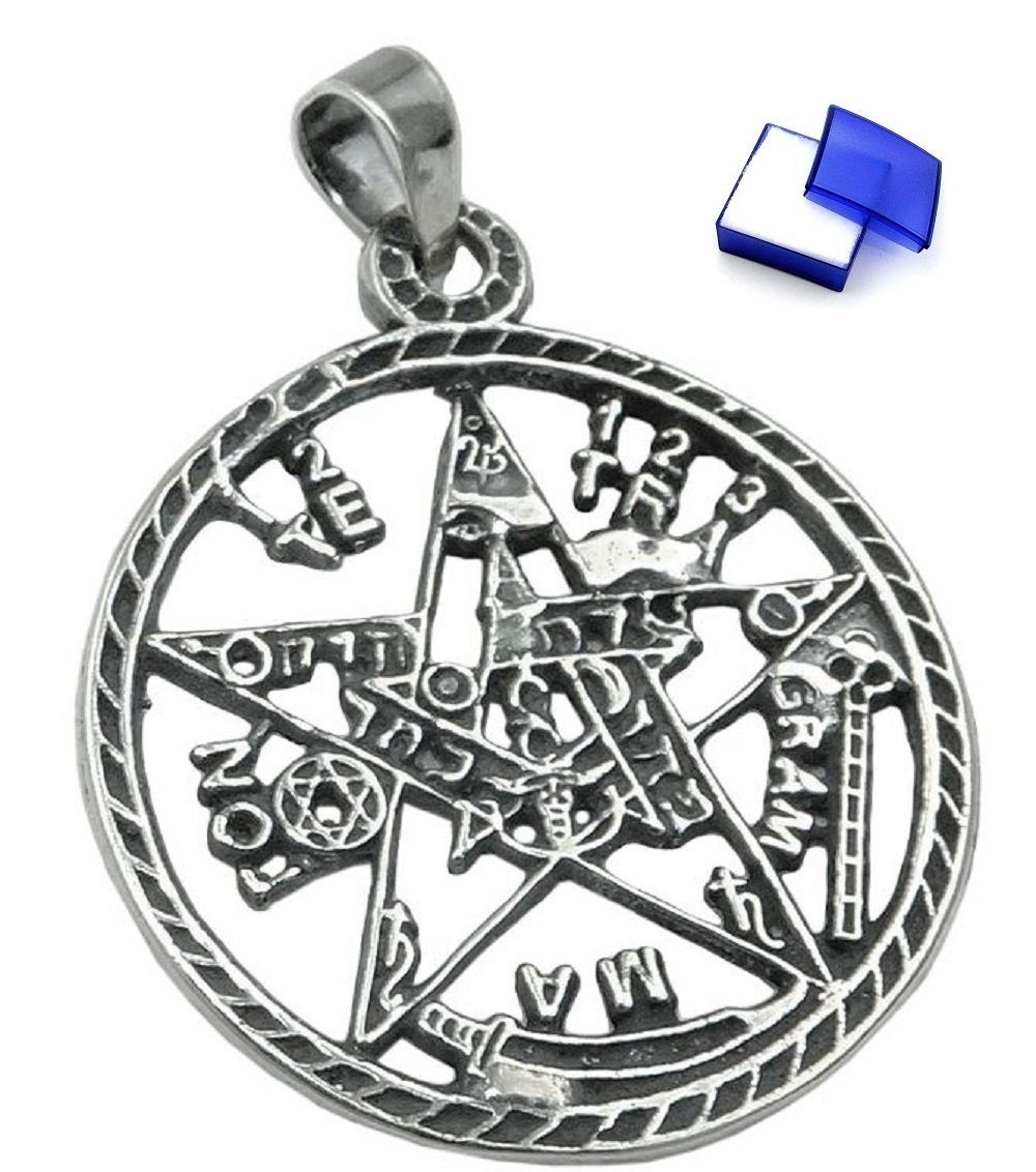 inkl. Silberschmuck antik Anhänger Kettenanhänger für mm Damen Pentagramm unbespielt und Silber geschwärzt Schmuckbox, kl. Herren Amulett 925 21