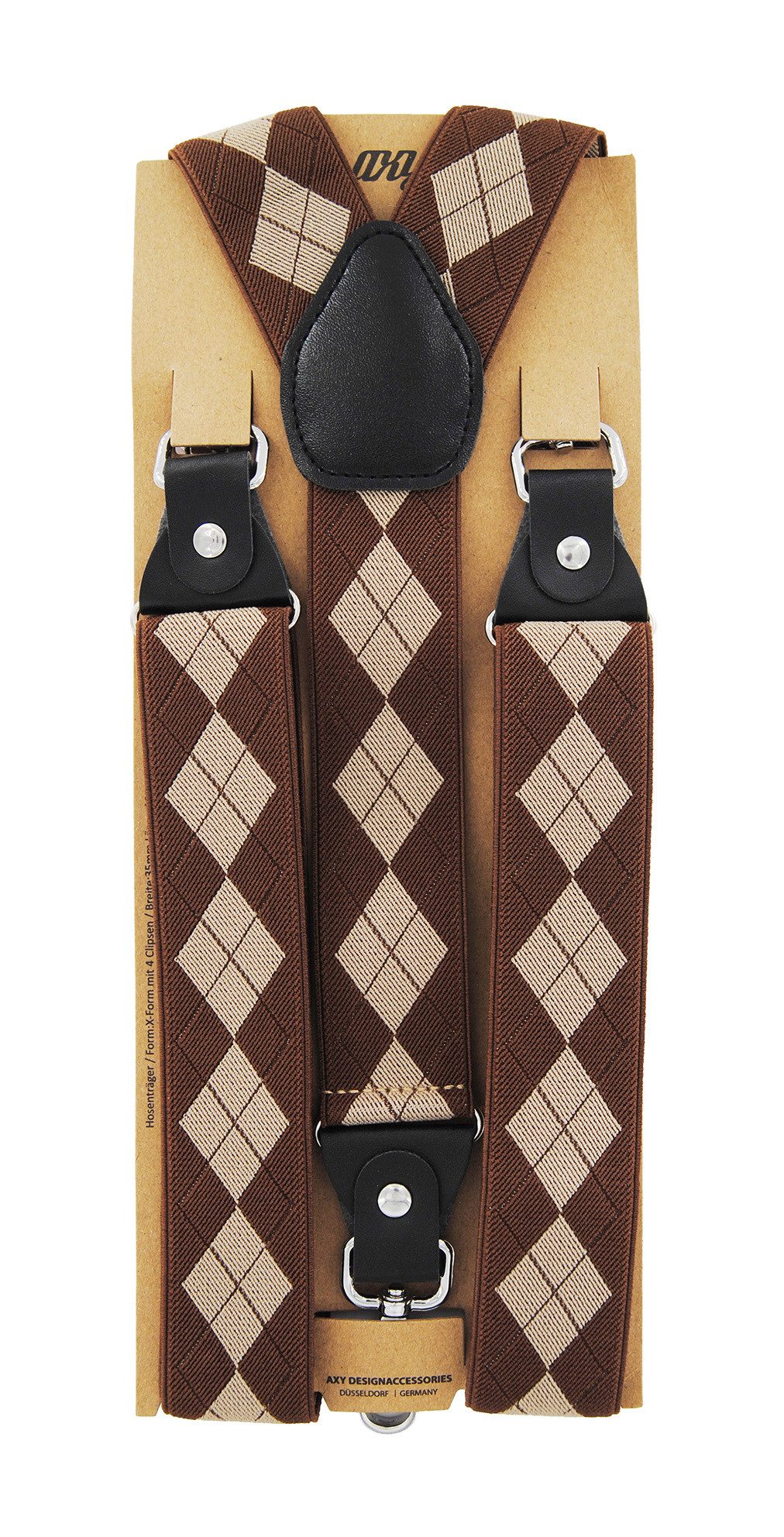 axy Hosenträger Herren Y-Form 3,5 cm breit, elastisch, mit 3 robusten Karabinern verstellbar 120cm Lang für Anzug Jeans Chinos Rockabilly Suspenders