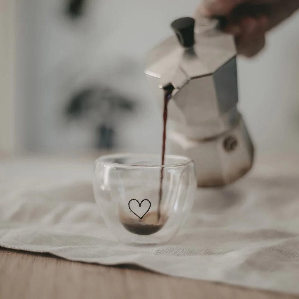 Eulenschnitt Tasse Doppelwandiges Herzglas Herz (50ml)