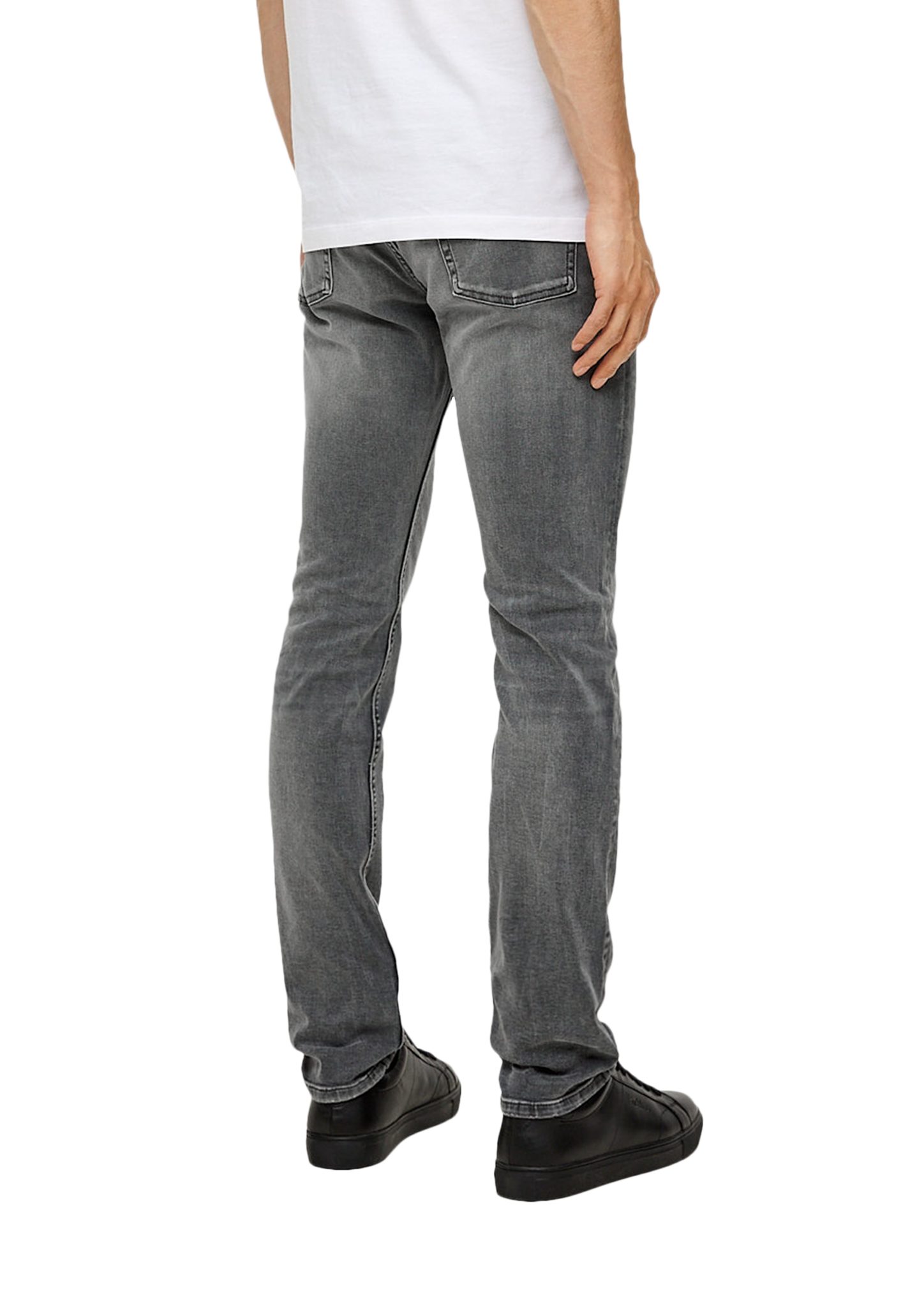 Slim Jeans s.Oliver Leg Straight Mid Stoffhose Rise Leder-Patch / Waschung, / / Fit Keith