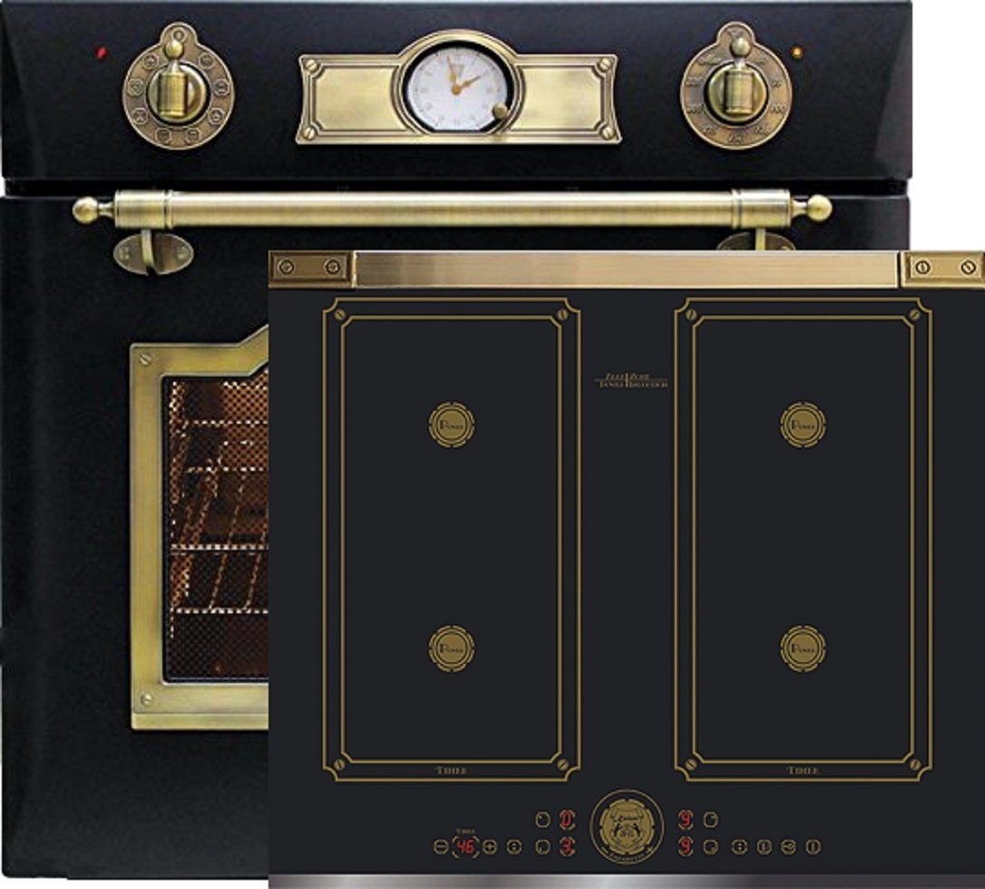 Kaiser Küchengeräte Backofen-Set Eh 6355 Em+KCT 6745 AD, mit 1-fach-Teleskopauszug, Retro Elektro Einbau Backofen 60cm 67L + Induktionskochfeld 60 cm