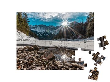 puzzleYOU Puzzle Eis und Schnee am wunderschönn Eibsee in Bayern, 48 Puzzleteile, puzzleYOU-Kollektionen Landschaft