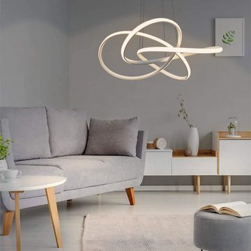 Nettlife LED Kronleuchter Wohnzimmer Hängeleuchten Esstisch Weiß 59W Dimmbar mit Fernbedienung, Höhenverstellbar, LED fest integriert, Warmweiß Neutralweiß Kaltweiß, Arbeitszimmer Küche Esszimmer Treppenlicht Kaffeeraum