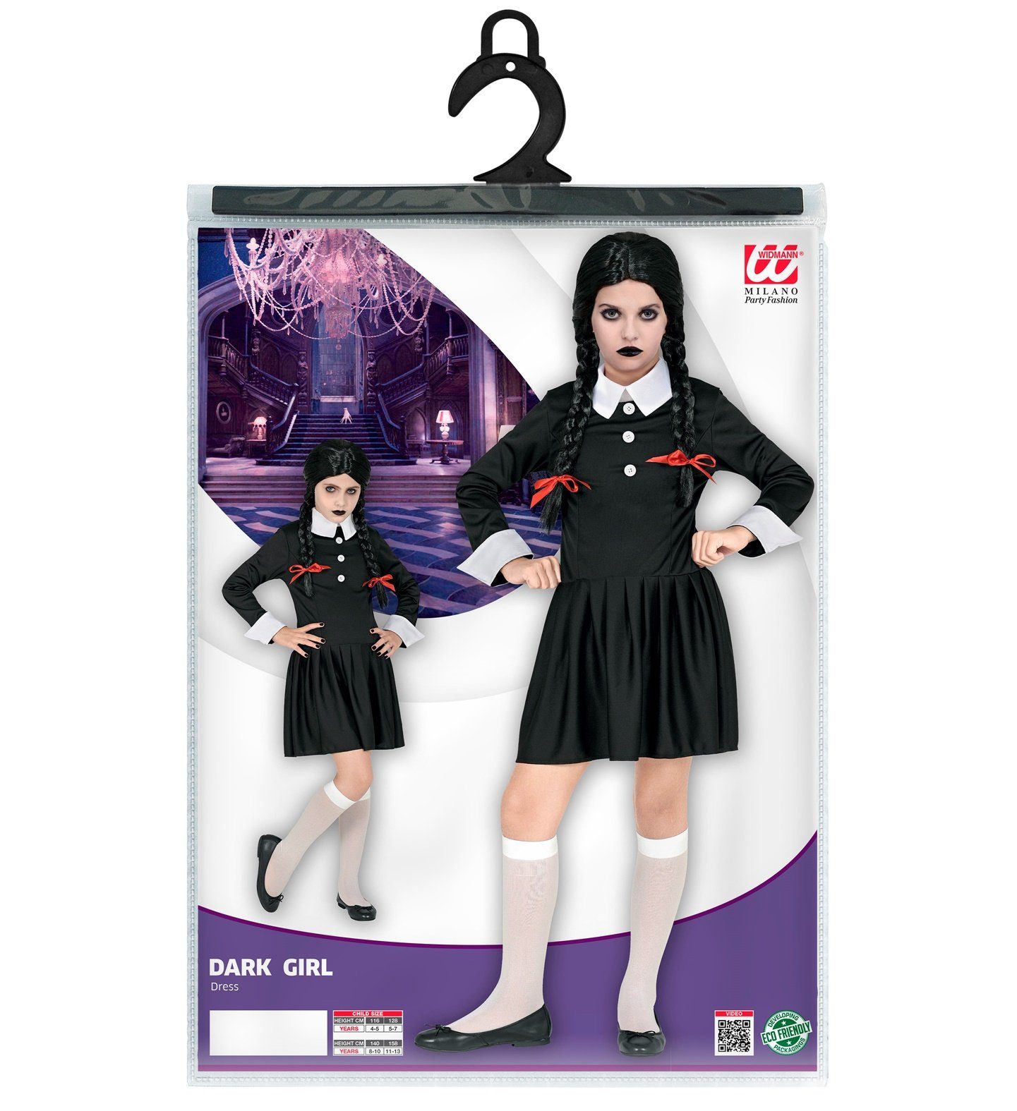 Widmann S.r.l. Hexen-Kostüm Dark Girl Kinderkostüm - Halloween Verkleidung, S