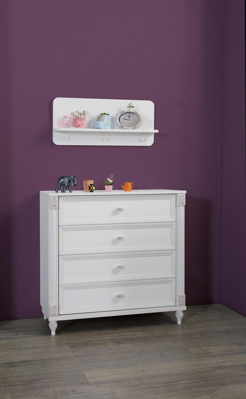 Kommode Sideboard Landhaus Kommode mit In Schubladen Weiß, Europe Kinderzimmer Holz Made Möbel JVmoebel