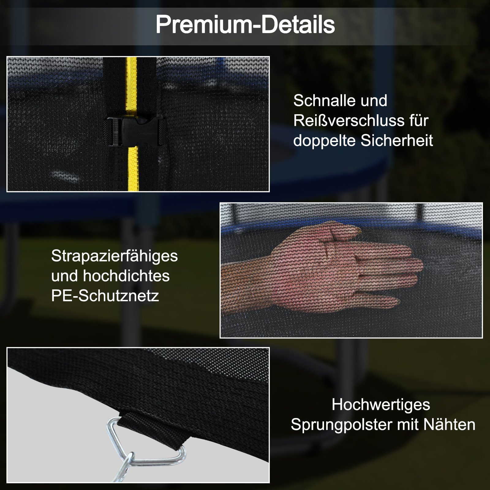 COSTWAY Gartentrampolin Fitnesstrampolin, mit Sicherheitsnetz & Leiter