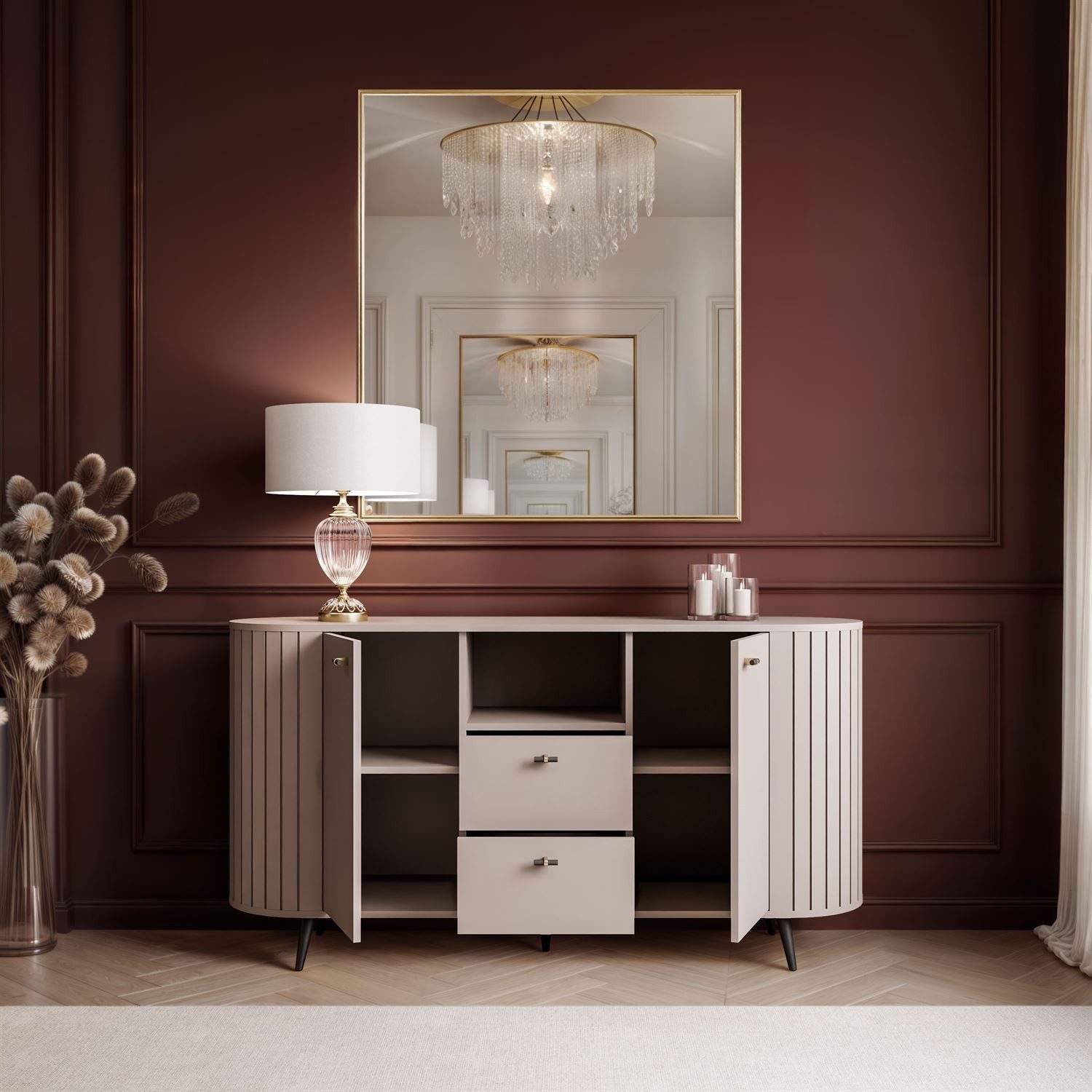 Lookway Kommode ELODIE II 150 cm mit gefrästen Fronten und Soft-Close-System