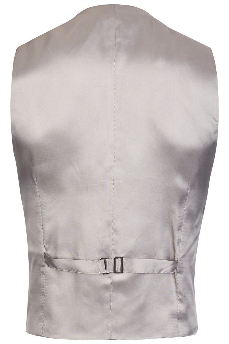 Wilvorst Anzugweste Wilvorst Herren Cut-Weste V-Neck Classic-Fit Grau Fischgrät