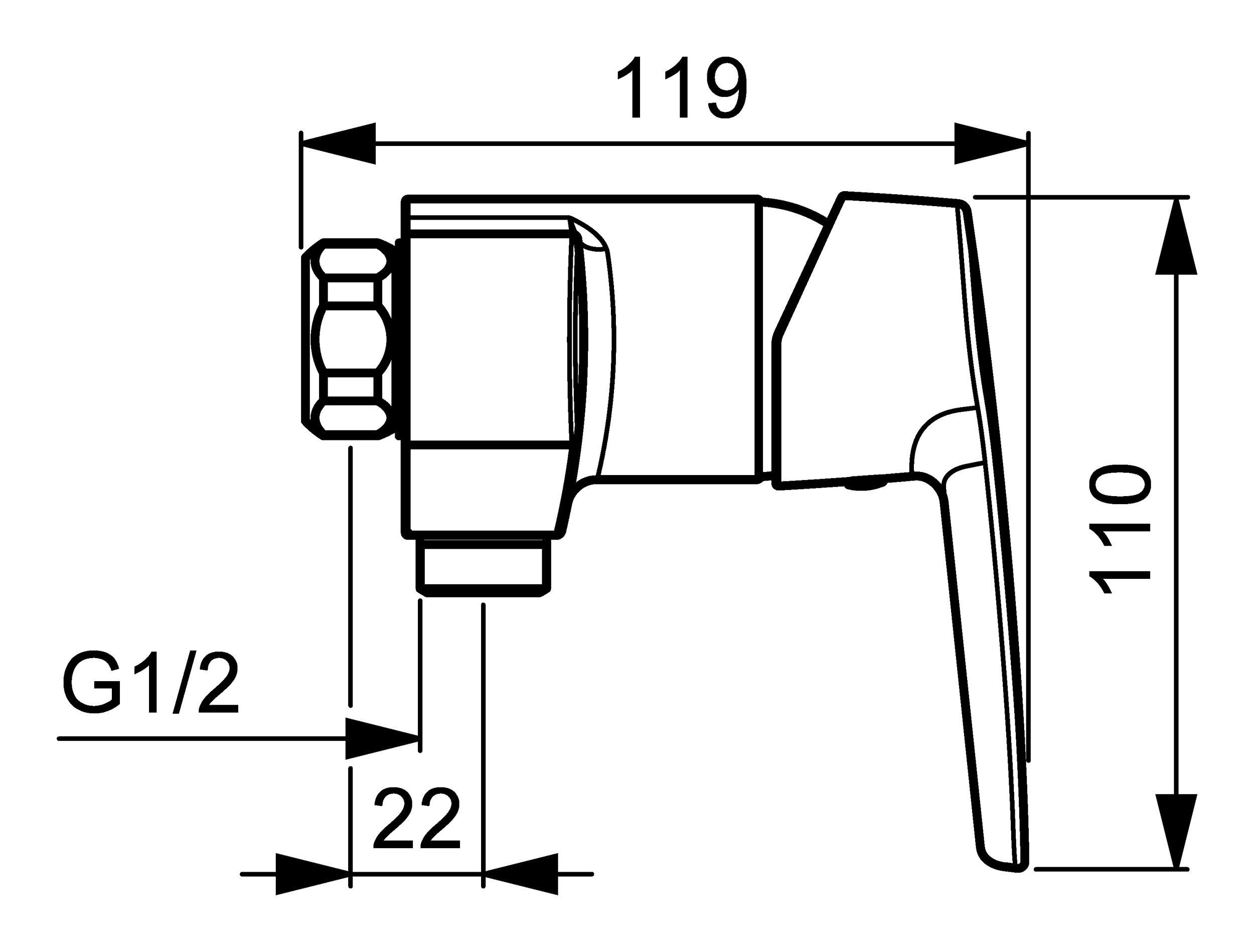 Thumbnail - HANSA Duscharmatur Hansapolo Einhand-Brause-Batterie (G1/2) für Wandaufbau