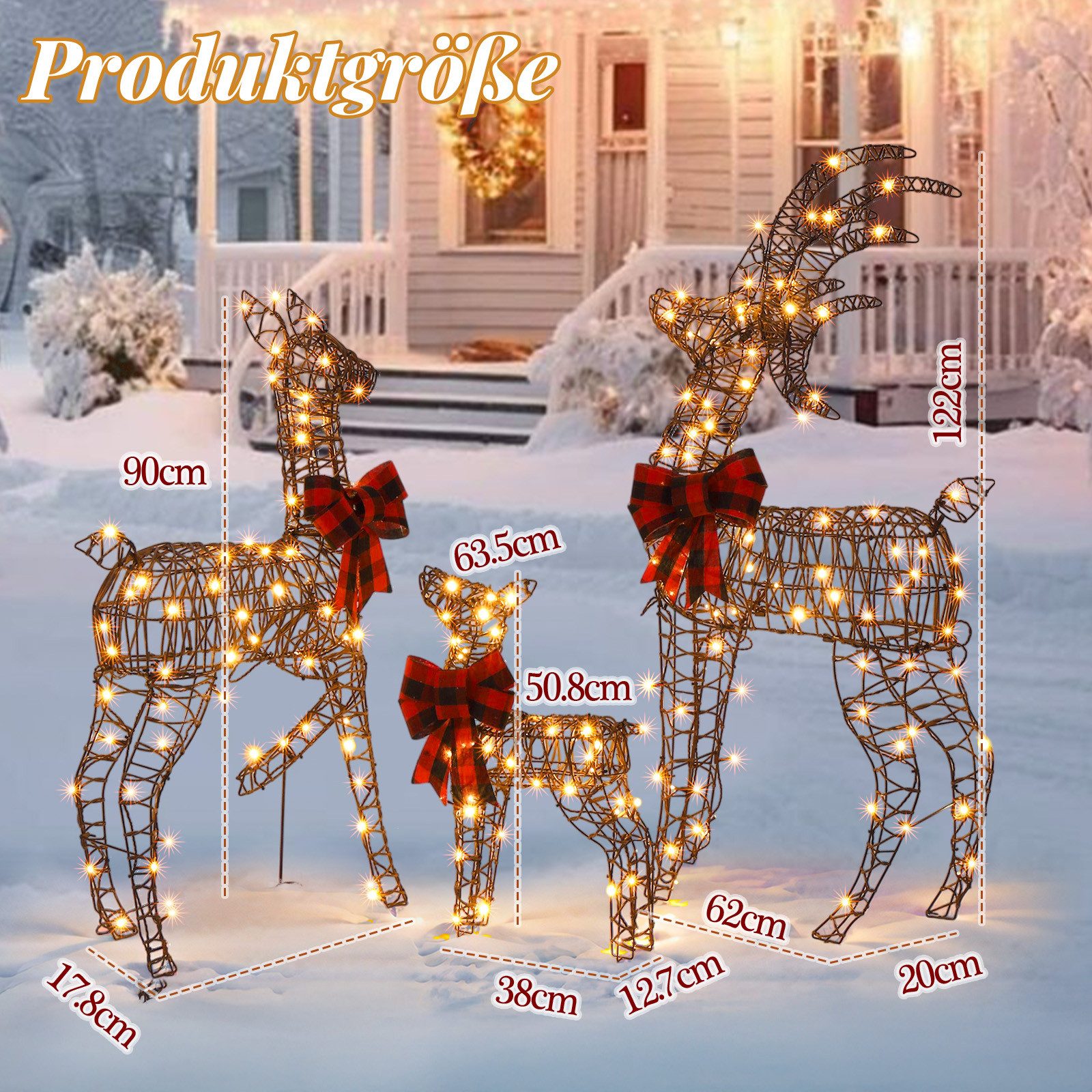 LALAHO Weihnachtsfigur 3-teiliges LED Rentier Familie Weihnachtsbeleuchtung günstig online kaufen