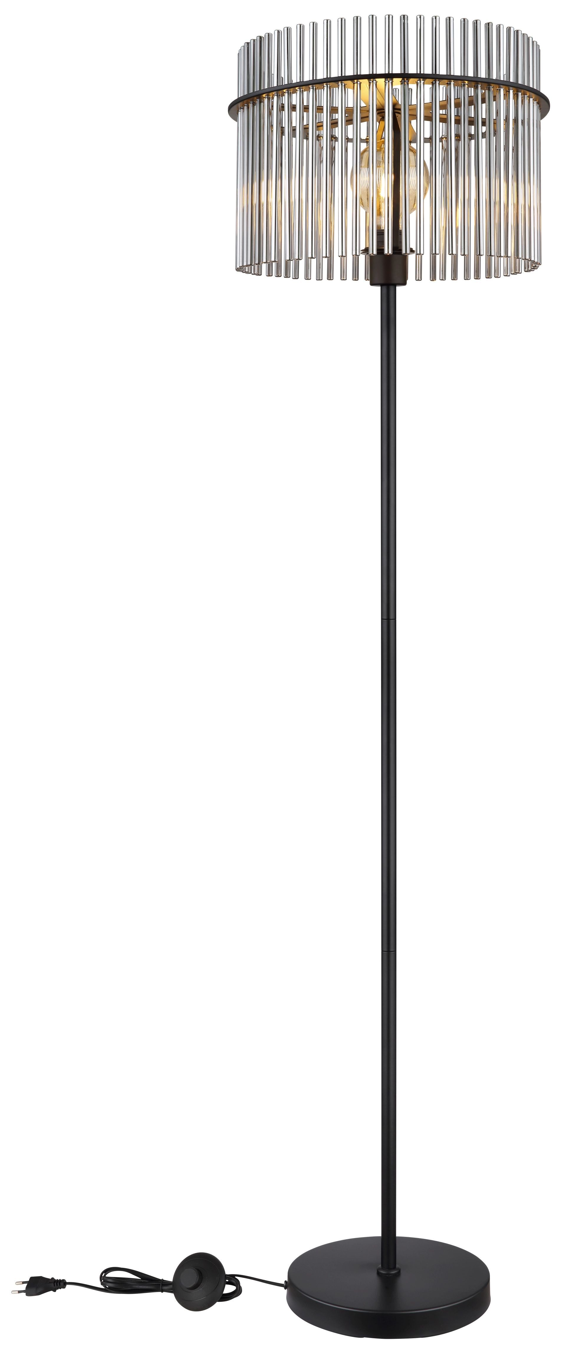 Stehleuchte Gorley, Höhe 152 cm, rauchgrau, Glas/Metall günstig online kaufen