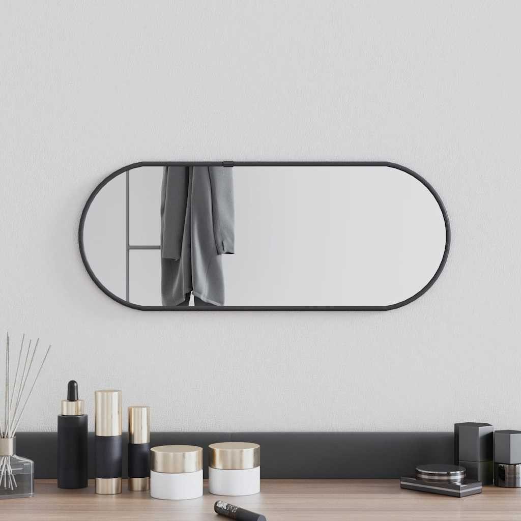 furnicato Wandspiegel Schwarz 50x20 cm Oval (1-St), Klarer Kosmetikspiegel mit PVC-Rahmen für das Badezimmer oder Flur