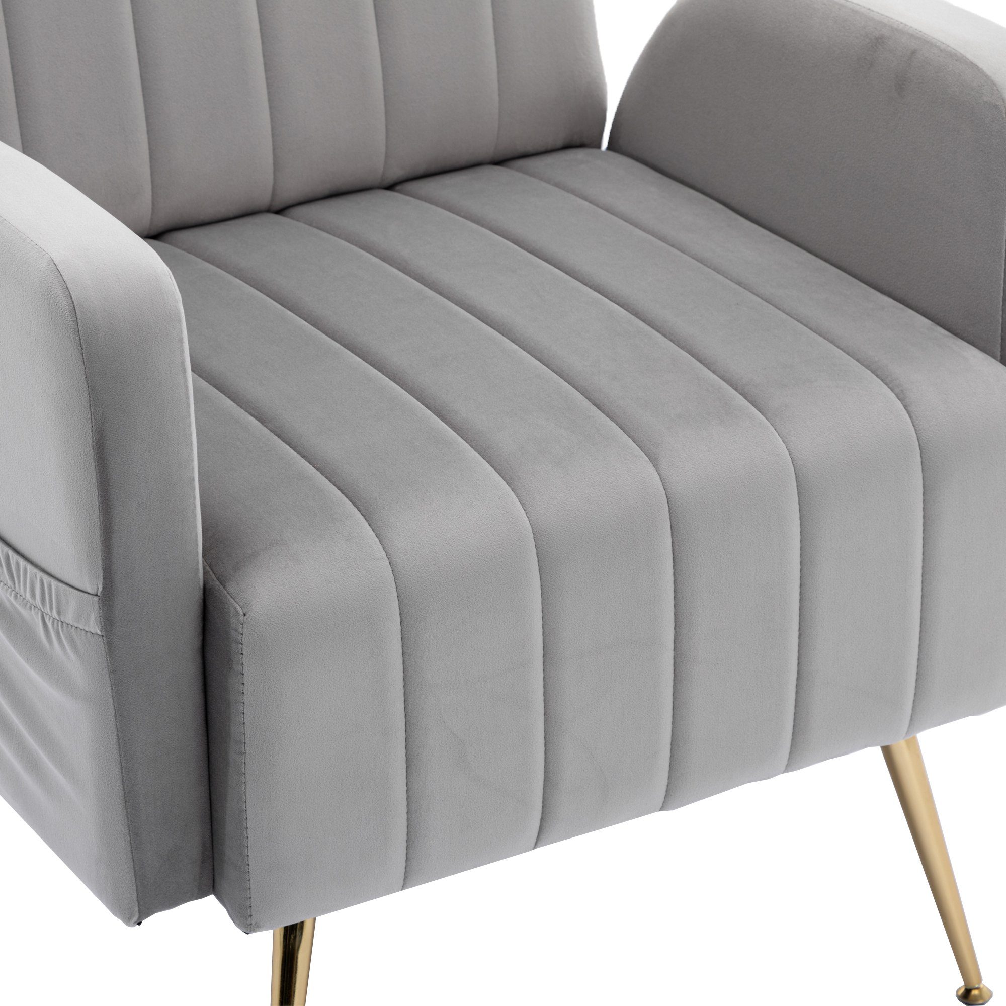 Odikalo Loungesessel Einzelsofa mehrfarbig Akzent Füßen Stuhl Grau gepolstert Freizeit goldene
