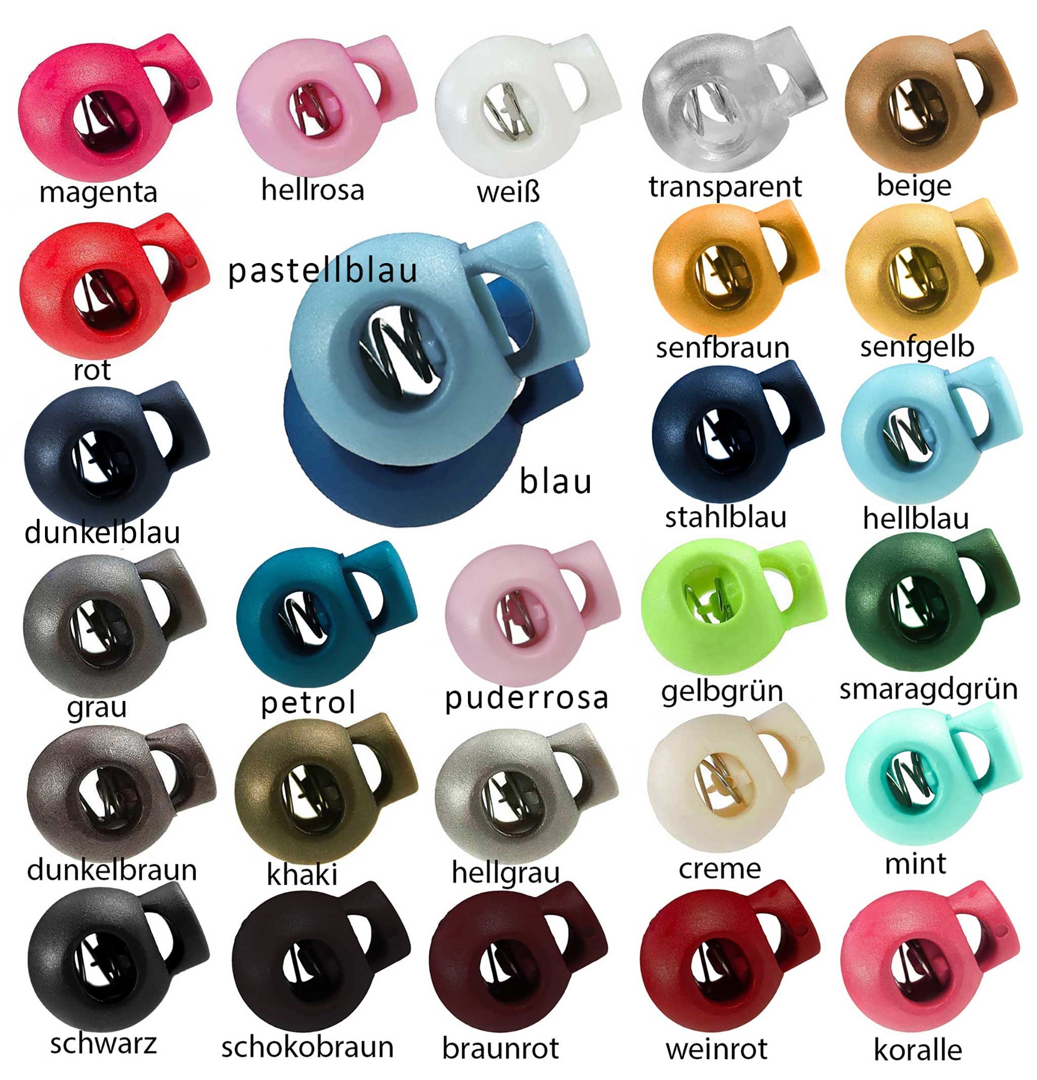 maDDma 10 Einloch-Kordelstopper rund 15x19mm, Durchzug 4x5,5mm Gurtstecker