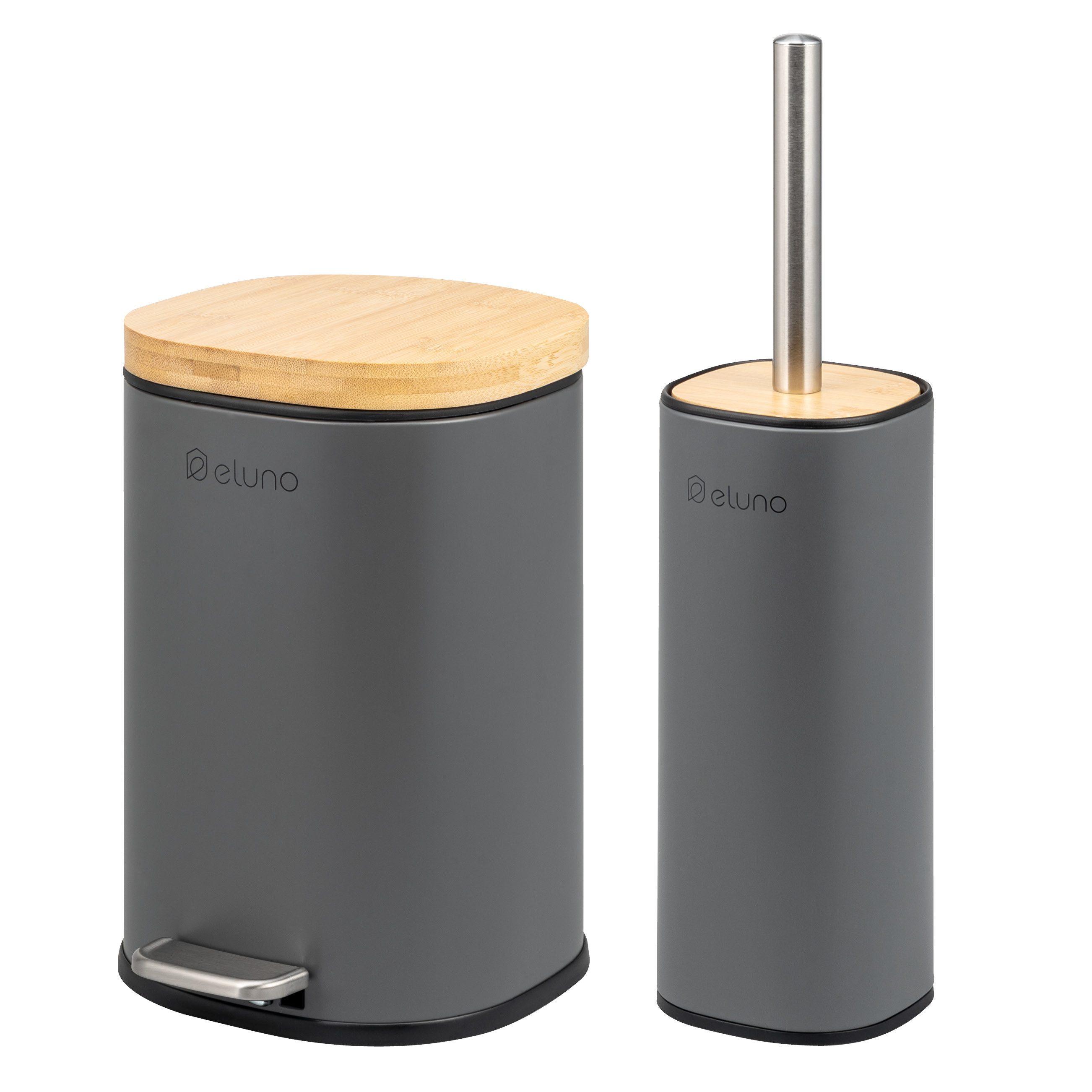 eluno Badaccessoire-Set Badezimmerset aus Metall und Bambus, 2 tlg. günstig online kaufen