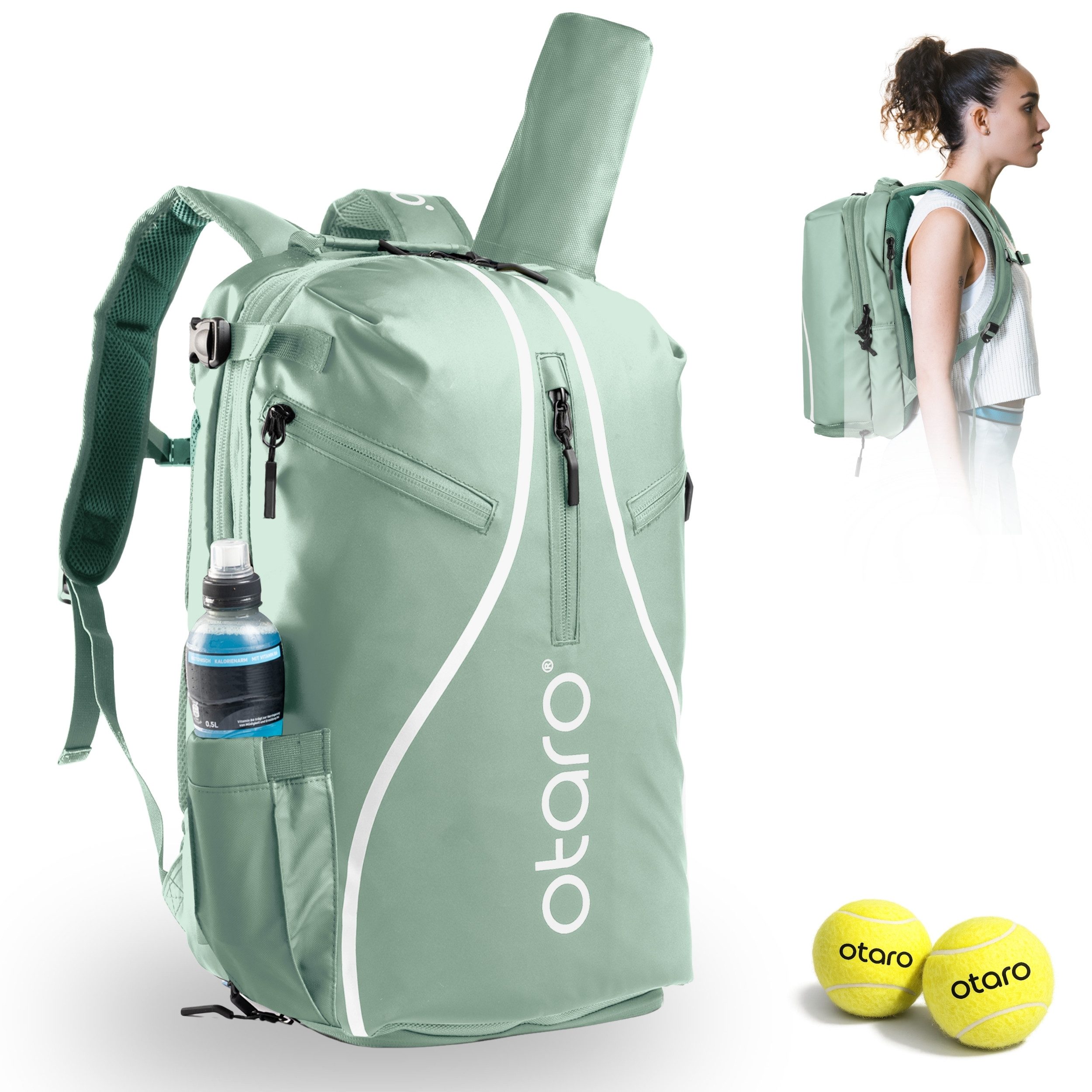 Otaro Tennisrucksack Tennisrucksack mit Schuhfach für 2 Schläger, Pro 42L