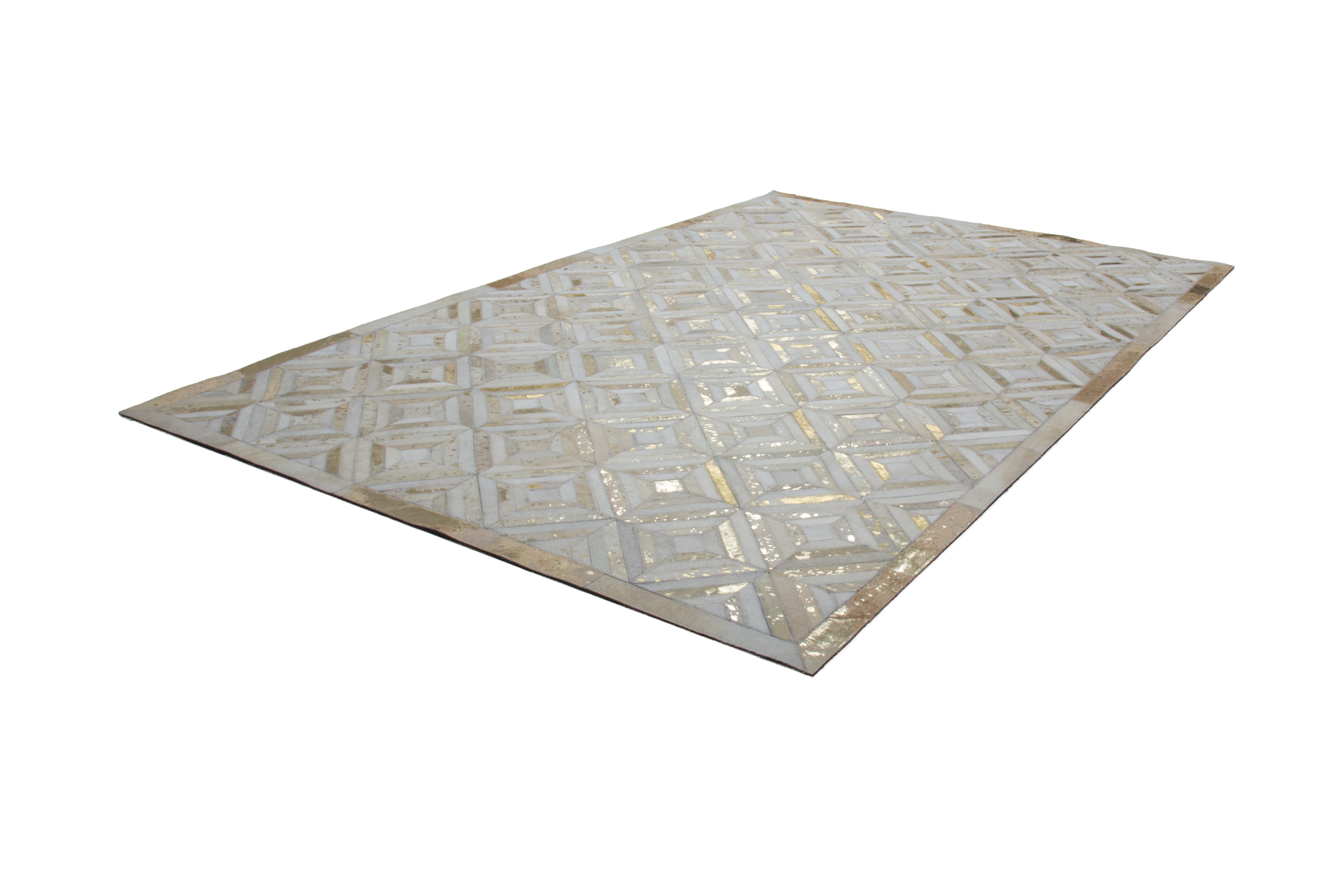 Kayoom Teppich Spark 410, rechteckig, Höhe: 8 mm, 100% Leder, Unikat, fusselarm, Allergiker & Fußbodenheizung geeignet