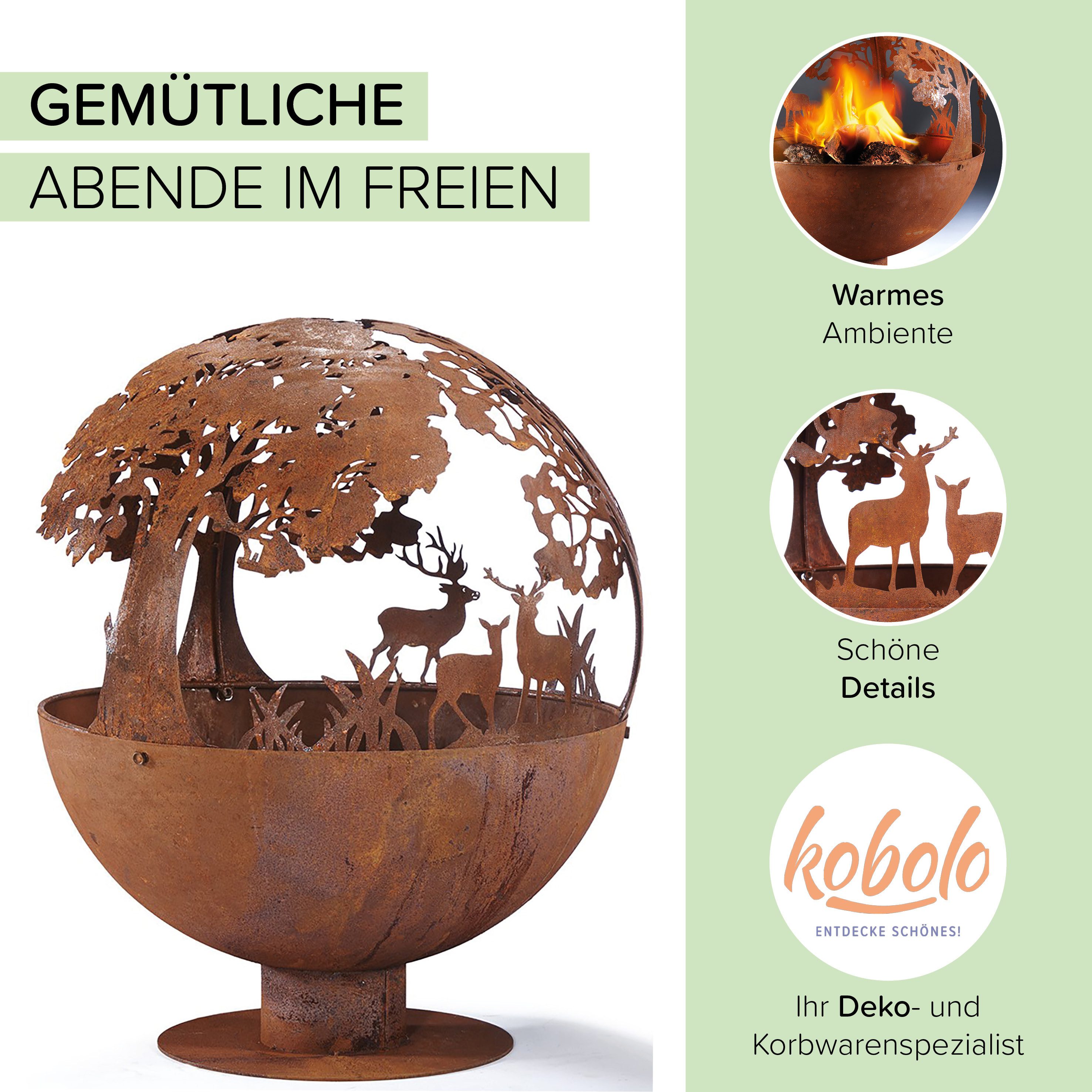 Kobolo Dekoobjekt Feuerschale Feuerkorb FOREST mit Motiv - Metall (1 St), i günstig online kaufen