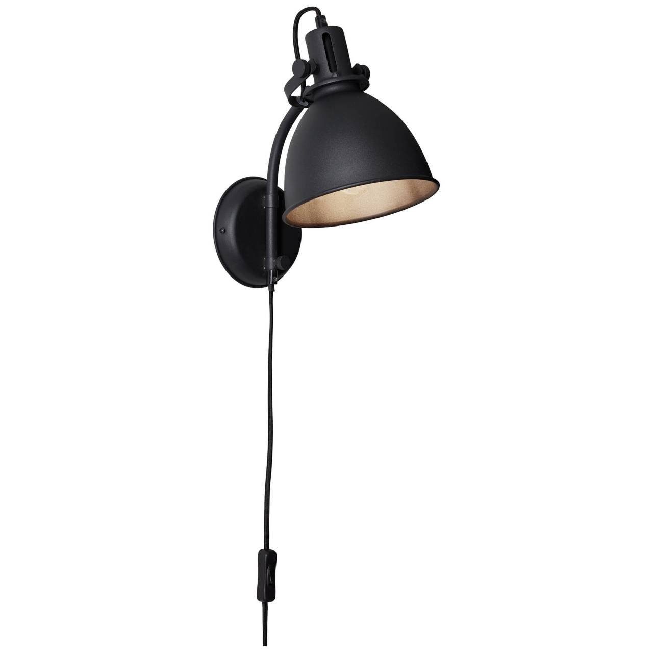 Lampe Schalter A60 Brilliant schwarz korund Jesper, und Zuleitung Wandspot Jesper Wandleuchte 1x