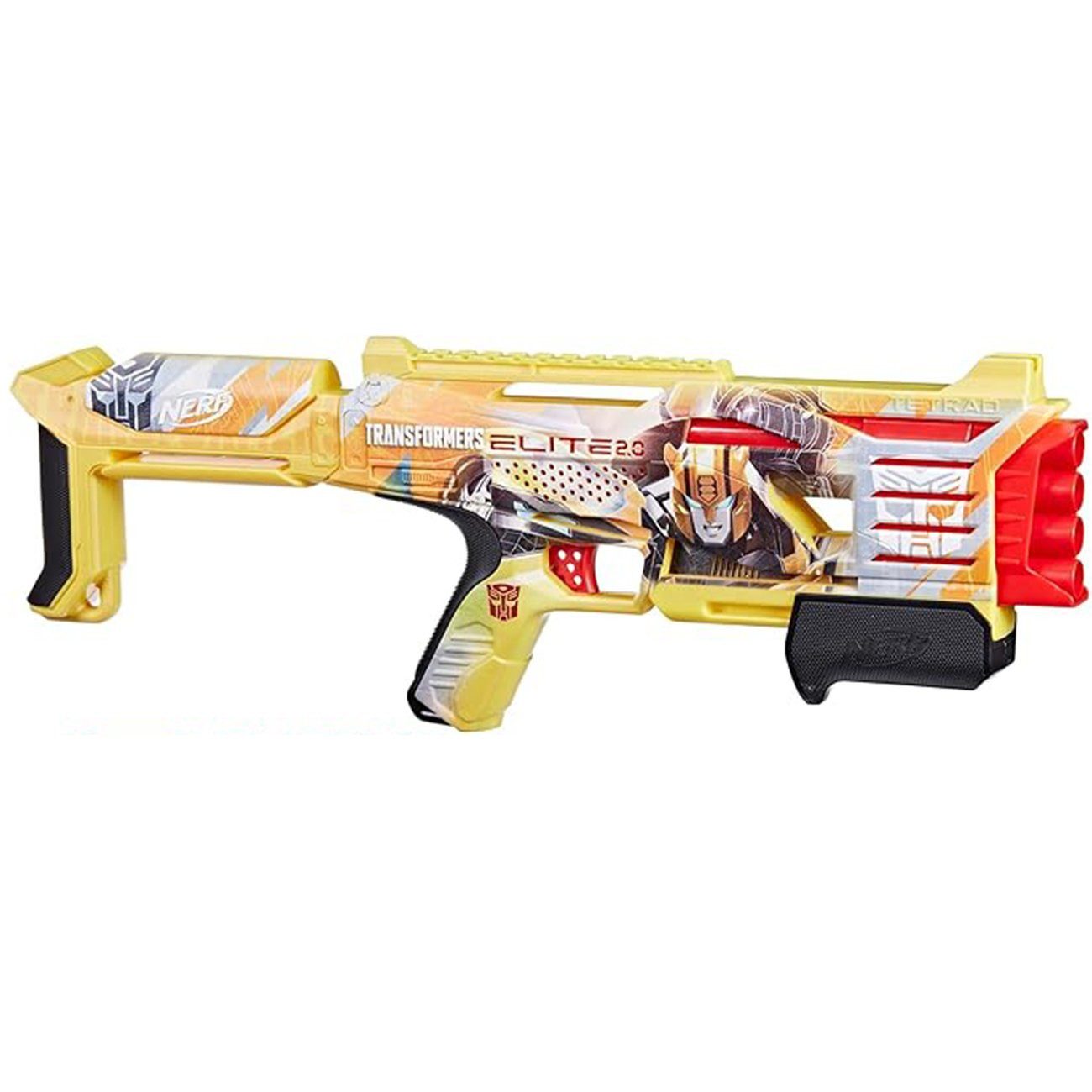 Hasbro Blaster Bumblebee Dart-Blaster mit 4-Lauf-Action, Der Nerf Transformers Bumblebee Blaster kombiniert ikonisches Autobot-